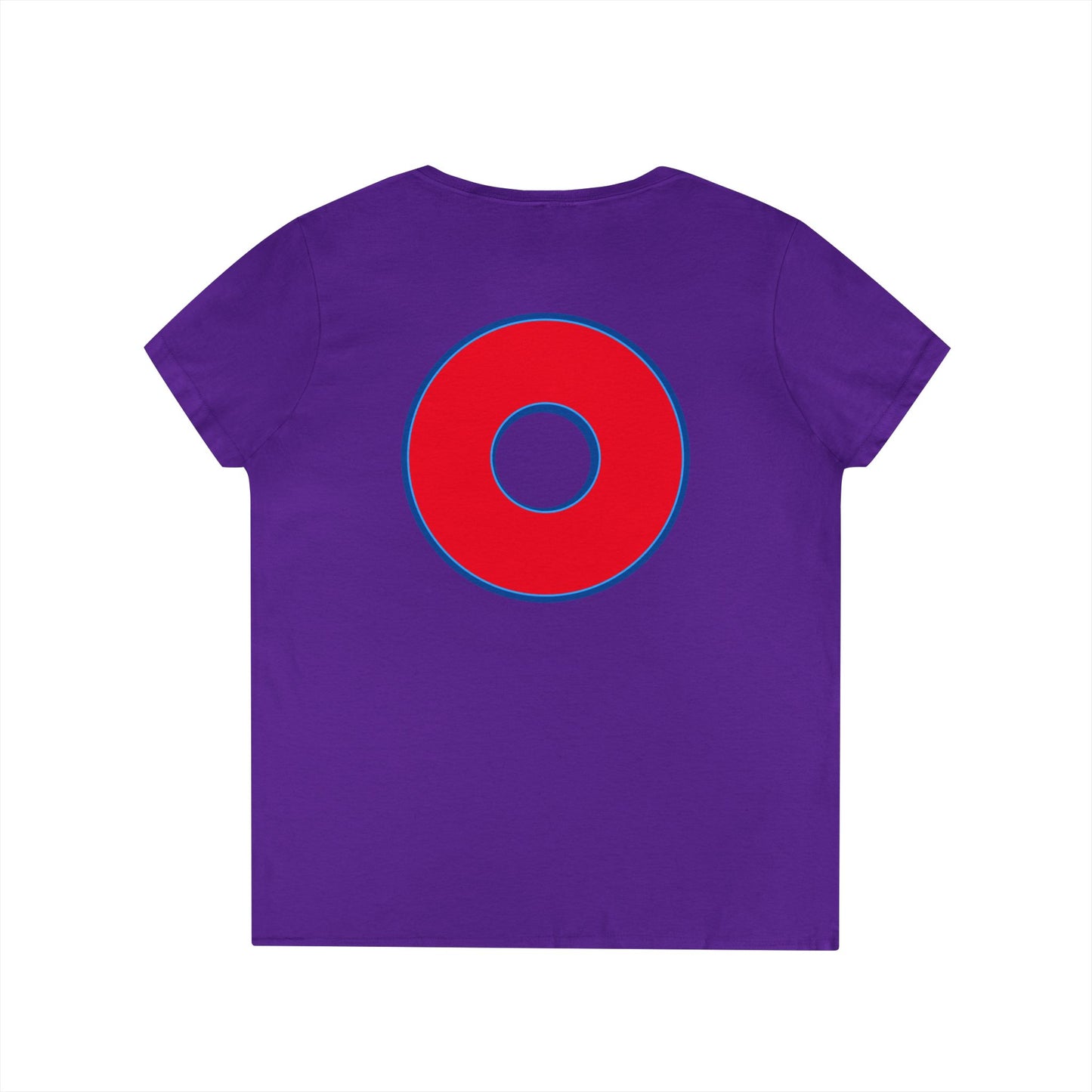 Women's Donut V-Neck Tee - "Red Philly Special" - plain red donuts w/blue outline