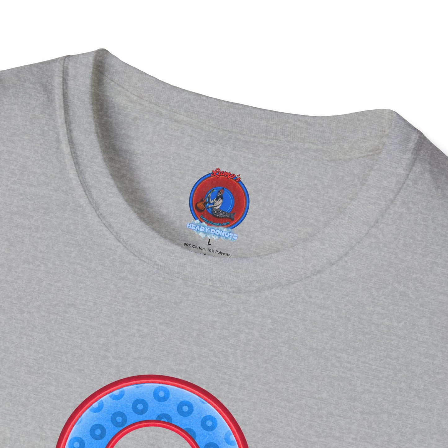 Plain Donuts/Unisex Soft-Style - "Plain Wide Mouthed Paradoxical Donuts" - light blue/red donuts