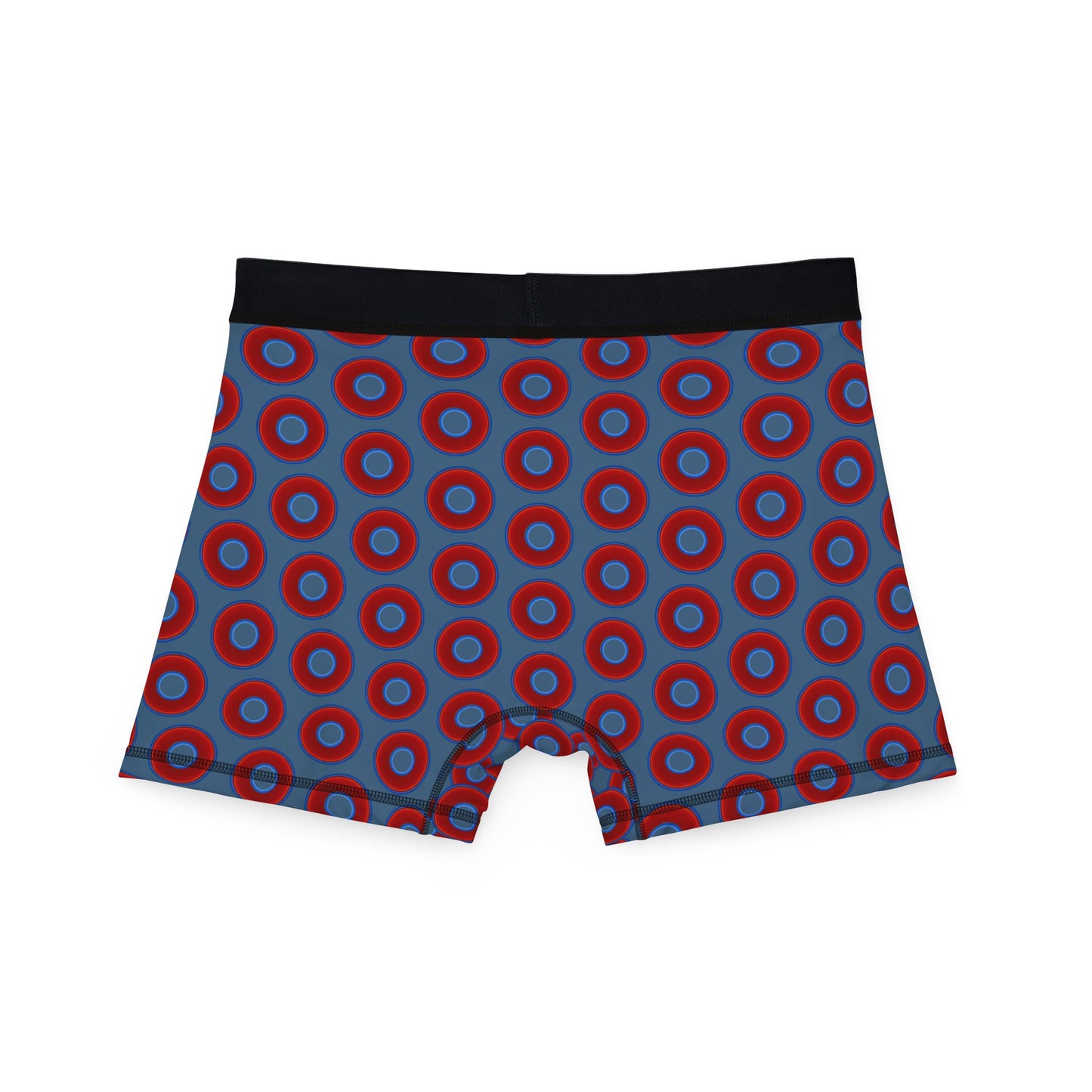 Men's Donut Boxers - red vivid donuts w/steel blue background