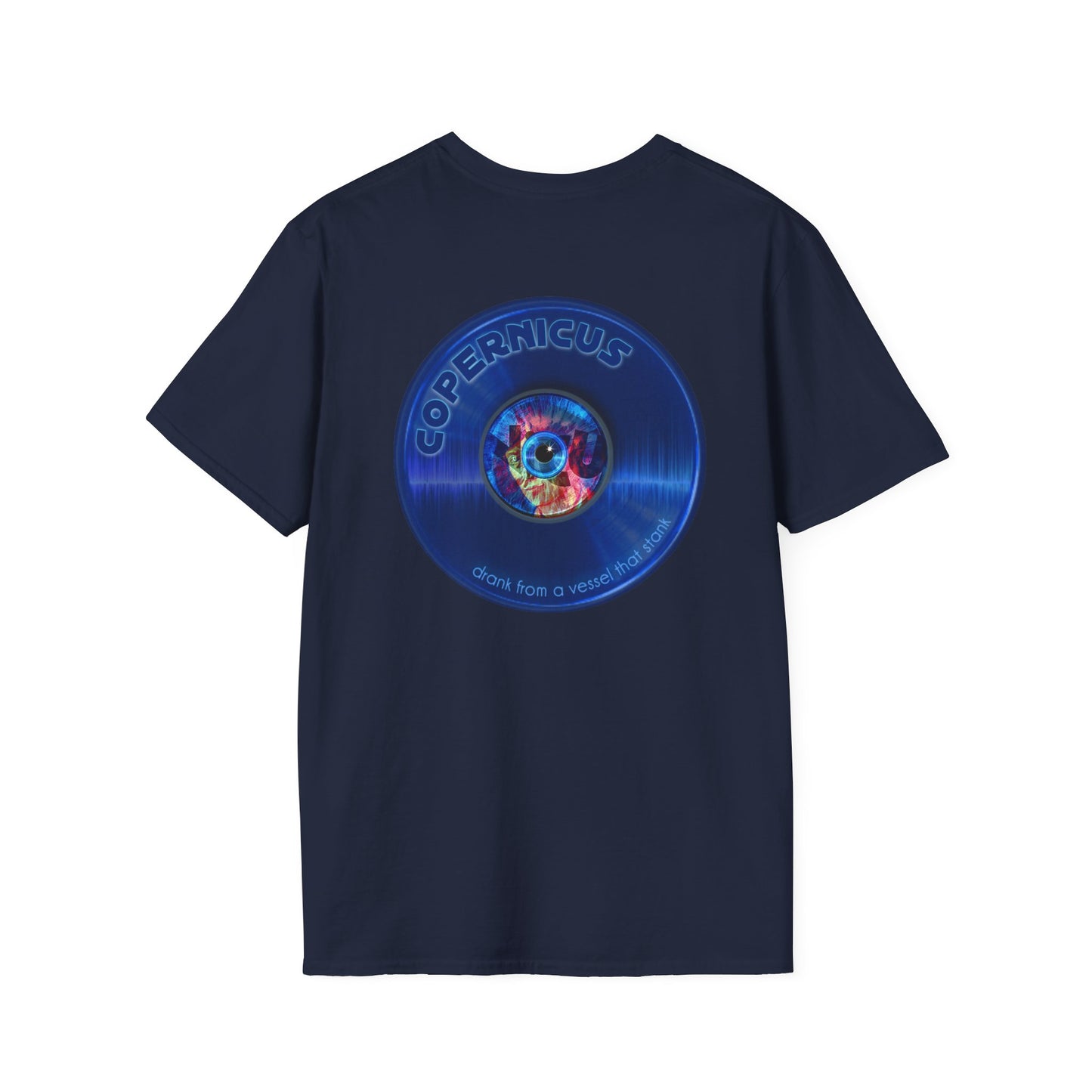 Classic Donut Tee - Unisex Soft-Style - "Drunken Copernicus" - series 1.0 - variant 1 - blue donut
