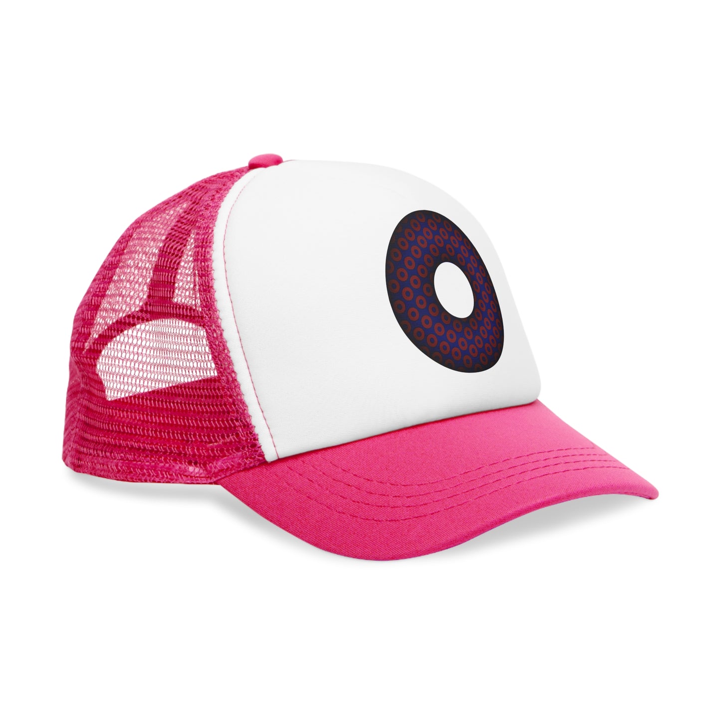 Lumpy Trucker Hat - "Paradoxical Donut - variant 5 - traditional print - red/blue