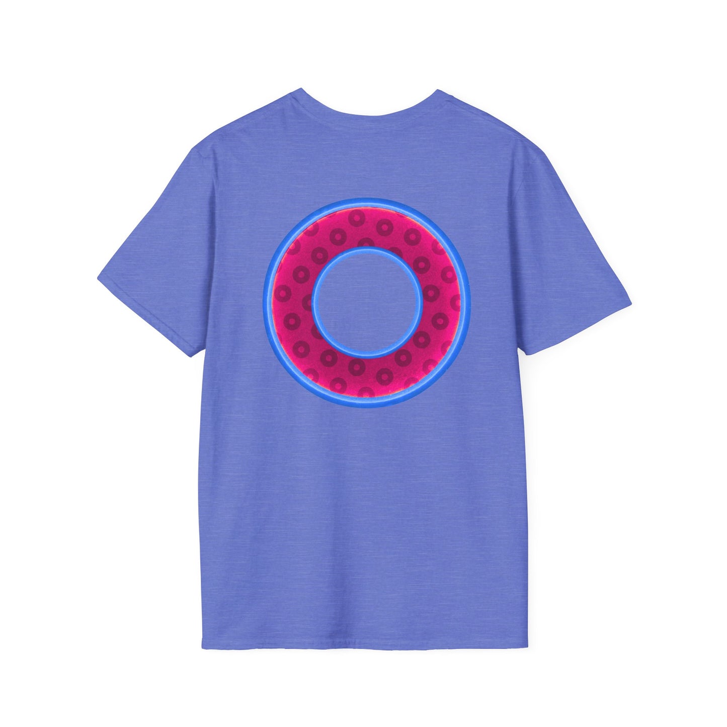 Plain Donuts/Unisex Soft-Style - "Plain Wide Mouthed Paradoxical Donuts" - bright magenta/light blue royal blue donuts