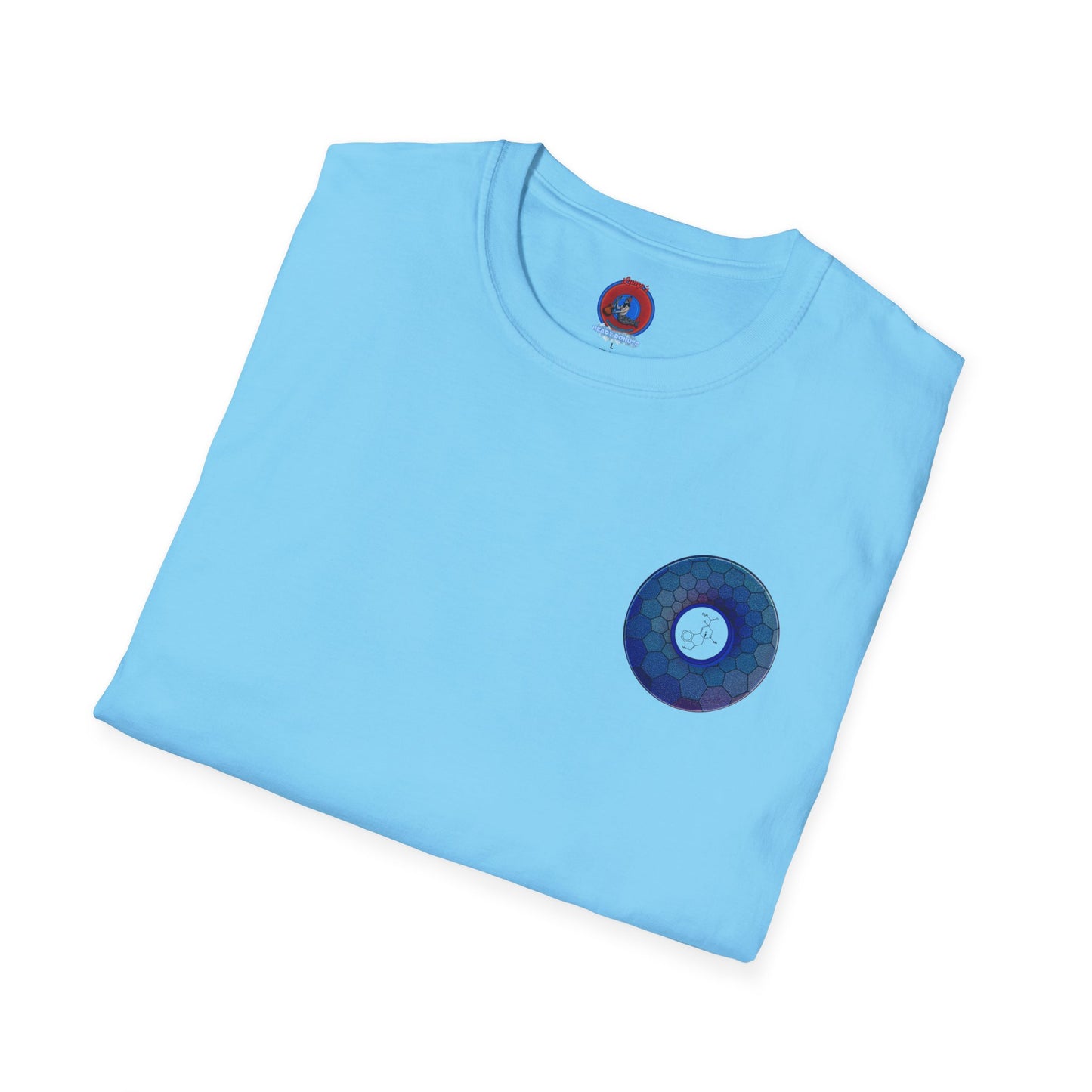 Classic Donut Tee - Unisex Soft-Style - "Dr. Albert Hofmann's Favorite Donut" - series 1.0  - variant 2 - blue hexadonut