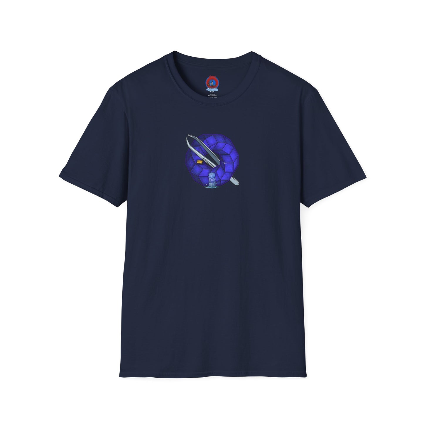 Classic Donut Tee - Unisex Soft-Style - "The Teasing Festivus Donut" - blue rustic cubed donut