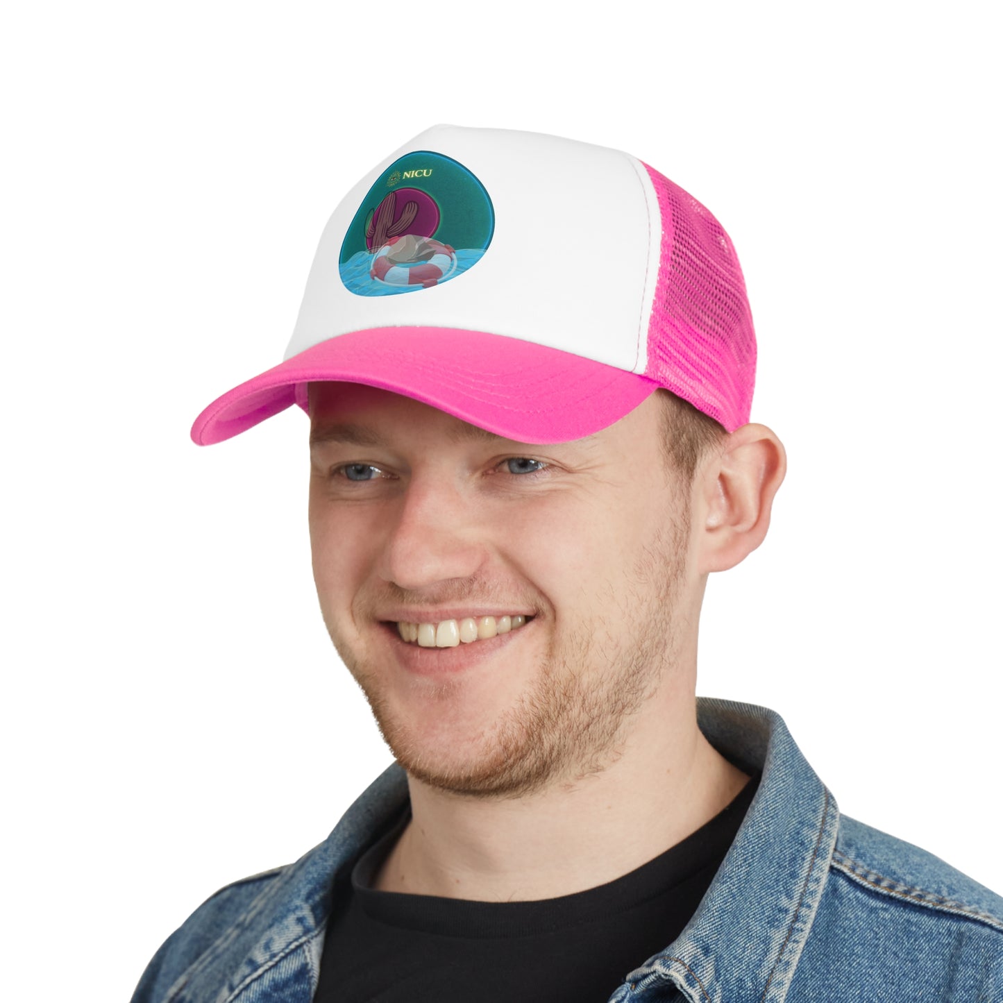 Lumpy Trucker Hat - "Masonic Donut of Rites" - teal green donut