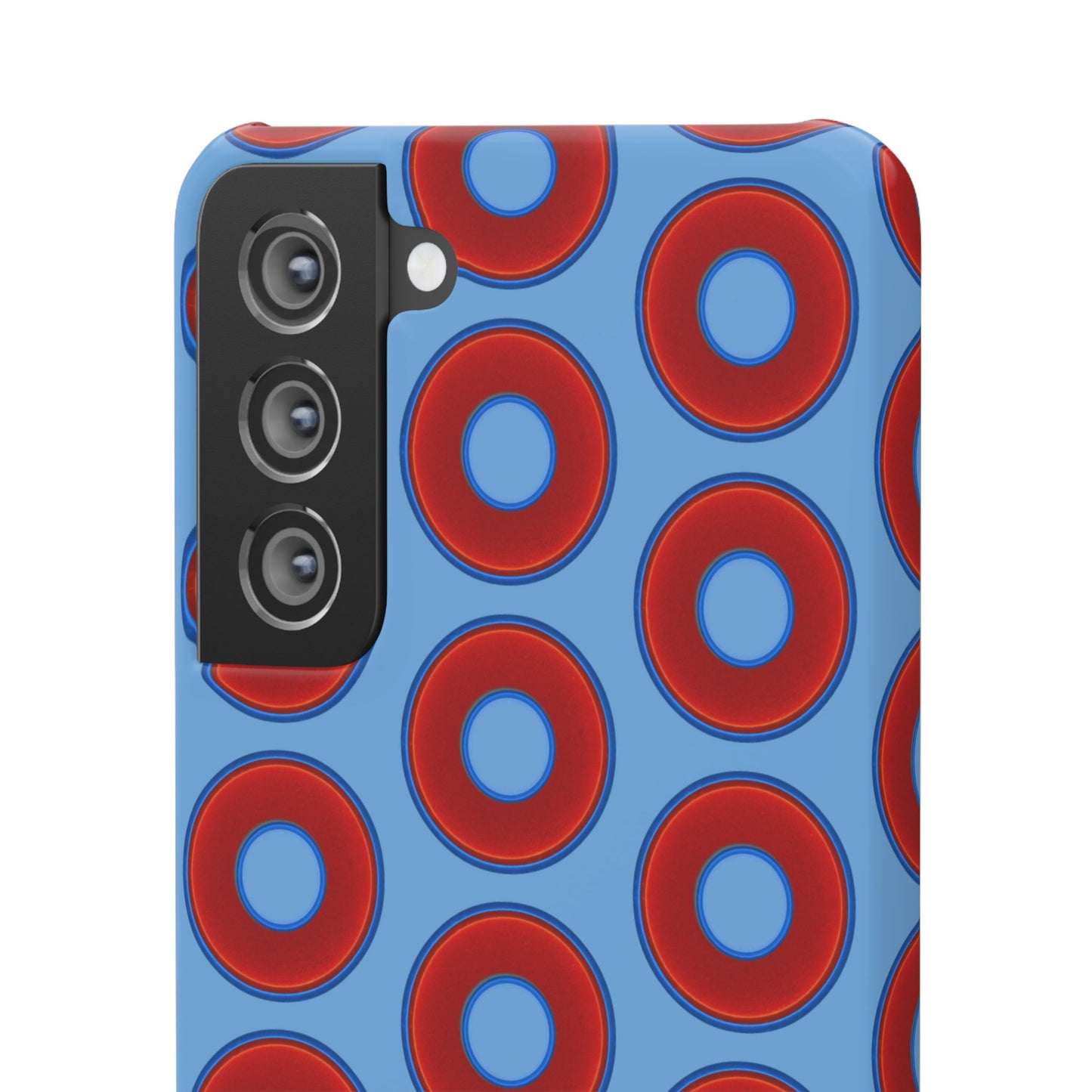 Lumpy Donut Snap Case - red vivid donut print w/light blue background