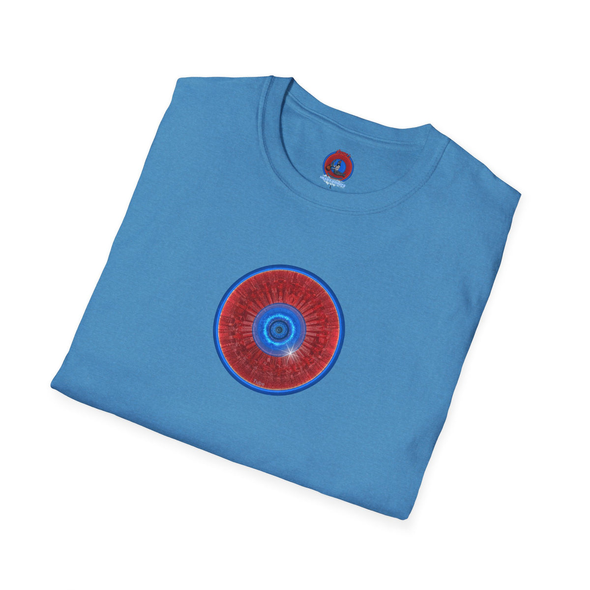 Classic Donut Tee - Unisex Soft-Style - "Graphic Translation Tee Shirt" - vivid red/blue tube donut - variant 1