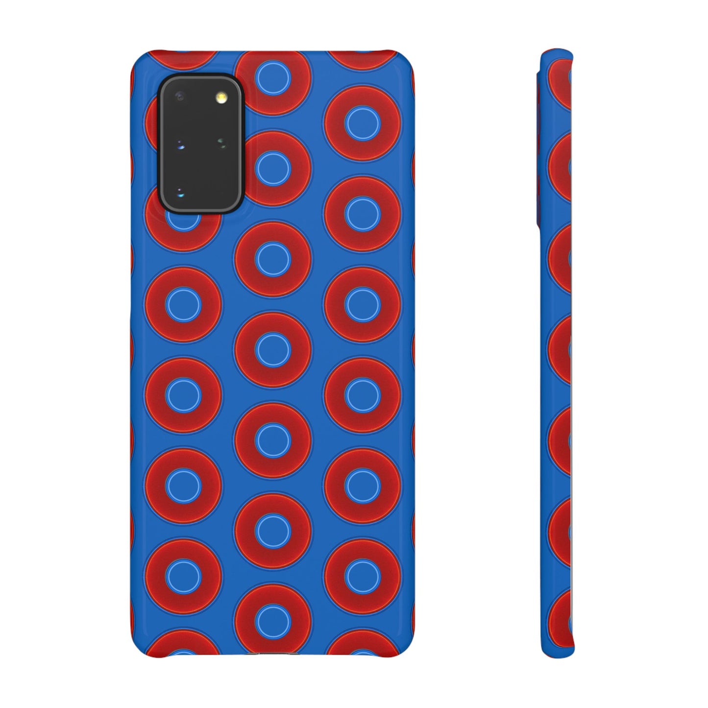 Lumpy Donut Snap Case - red vivid donut print w/dark royal background