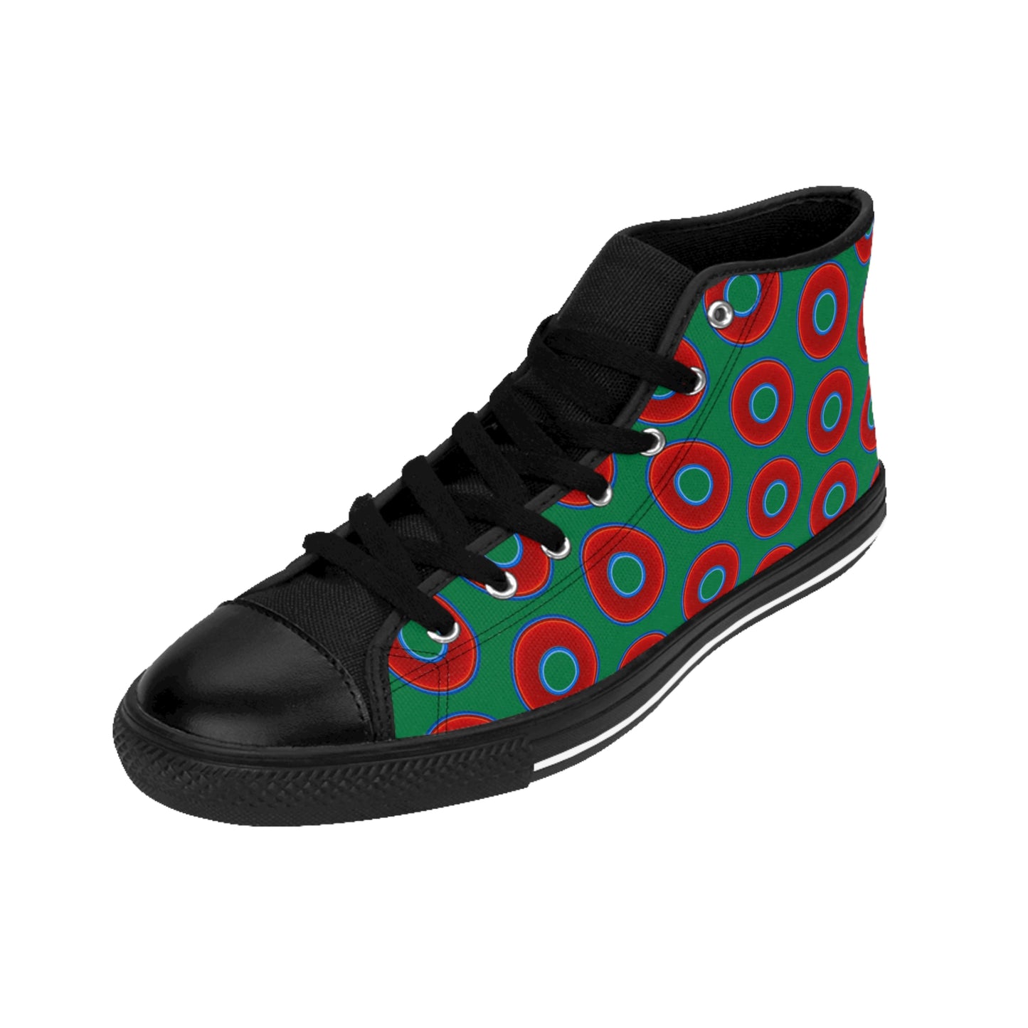 Cushiony Convectors - High Tops - red vivid donuts w/green background