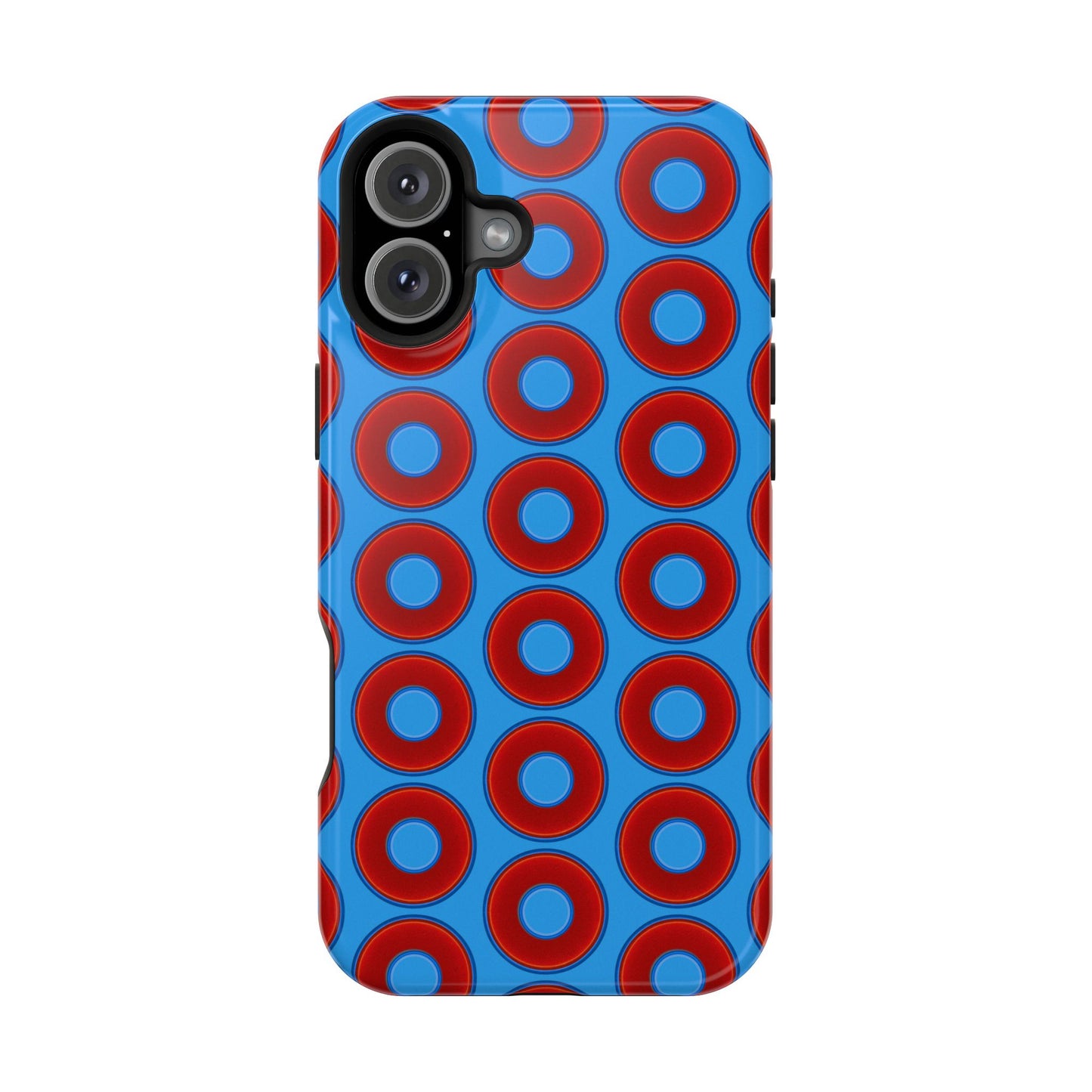 Magnetic Tough Donut Case - red vivid donut print w/sky royal blue background