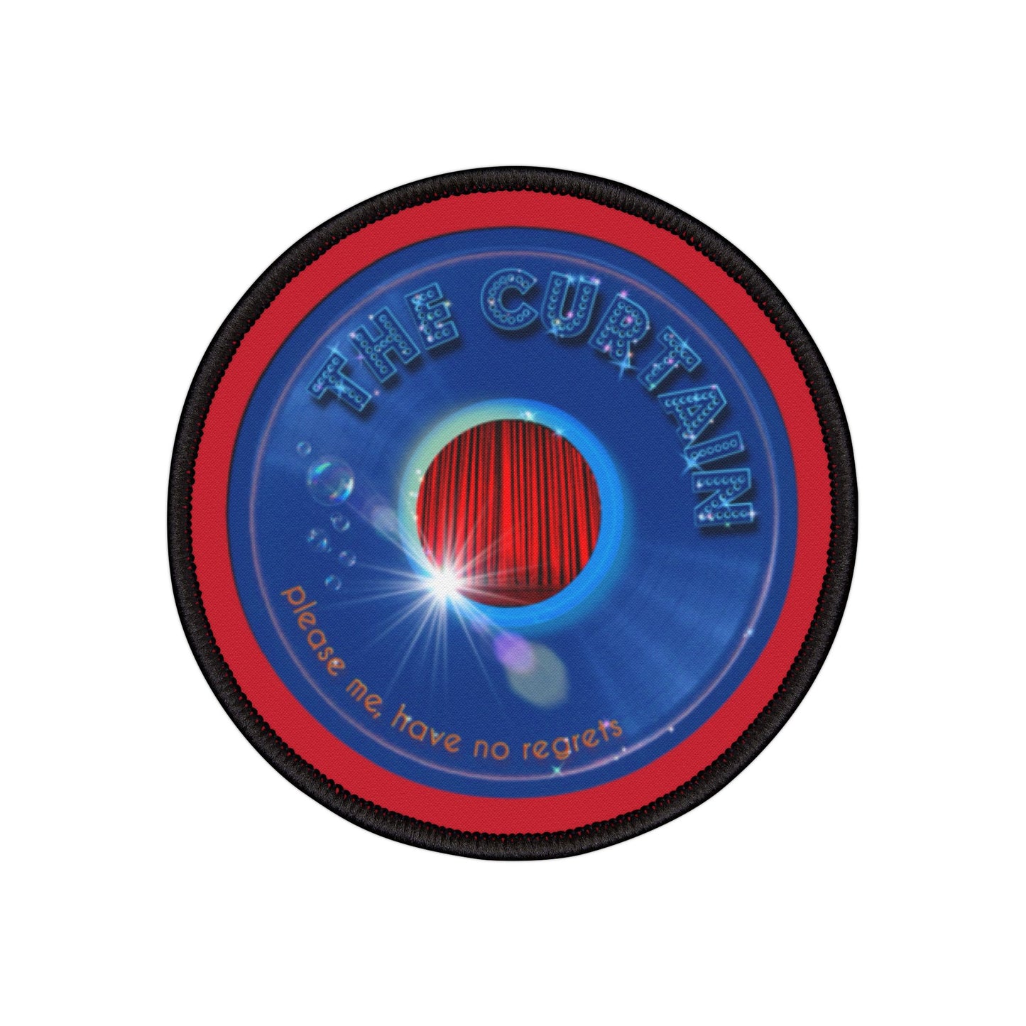 Iron-On Donut Patch - "The Donut Patch W/" - vivid red record donut - variant 2