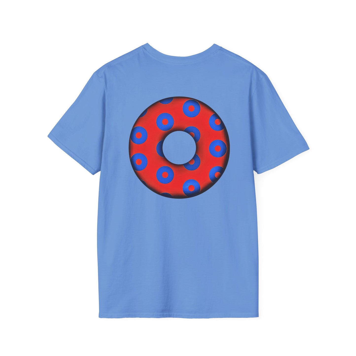 Plain Donuts/Unisex Soft-Style - "Plain Blimpy Paradoxical Donuts" - red/blue donuts