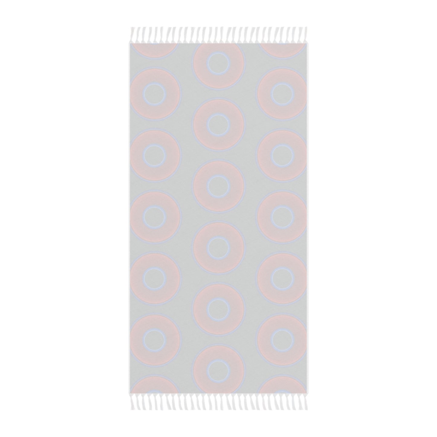 Oversized Lumpy Beach Towel - vivid red donuts w/dark gray background