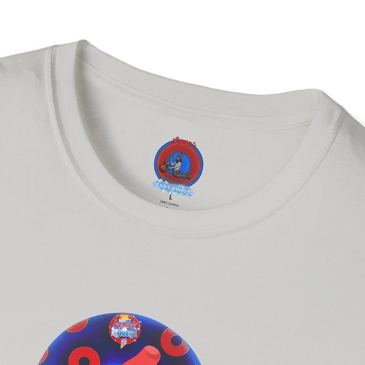 Classic Donut Tee - Unisex Soft-Style - "Blow this Popsicle Stand" - blue/red paradox bomb pop donut - variant 2