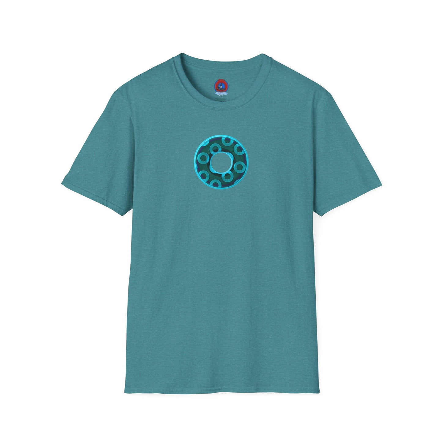 Plain Donuts/Unisex Soft-Style - "Plain Rustic Paradoxical Donuts" - light aquamarine/dark teal donuts