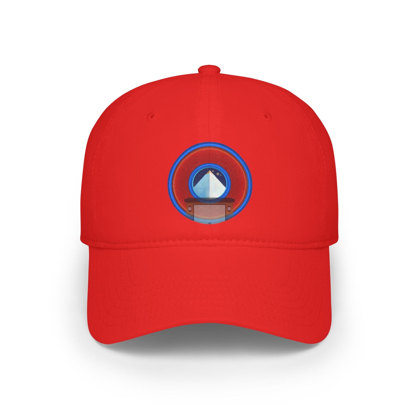 Lumpy Donut Baseball Cap - "Limestone Donut Caps So Large" - variant  2 - rustic red donut w/