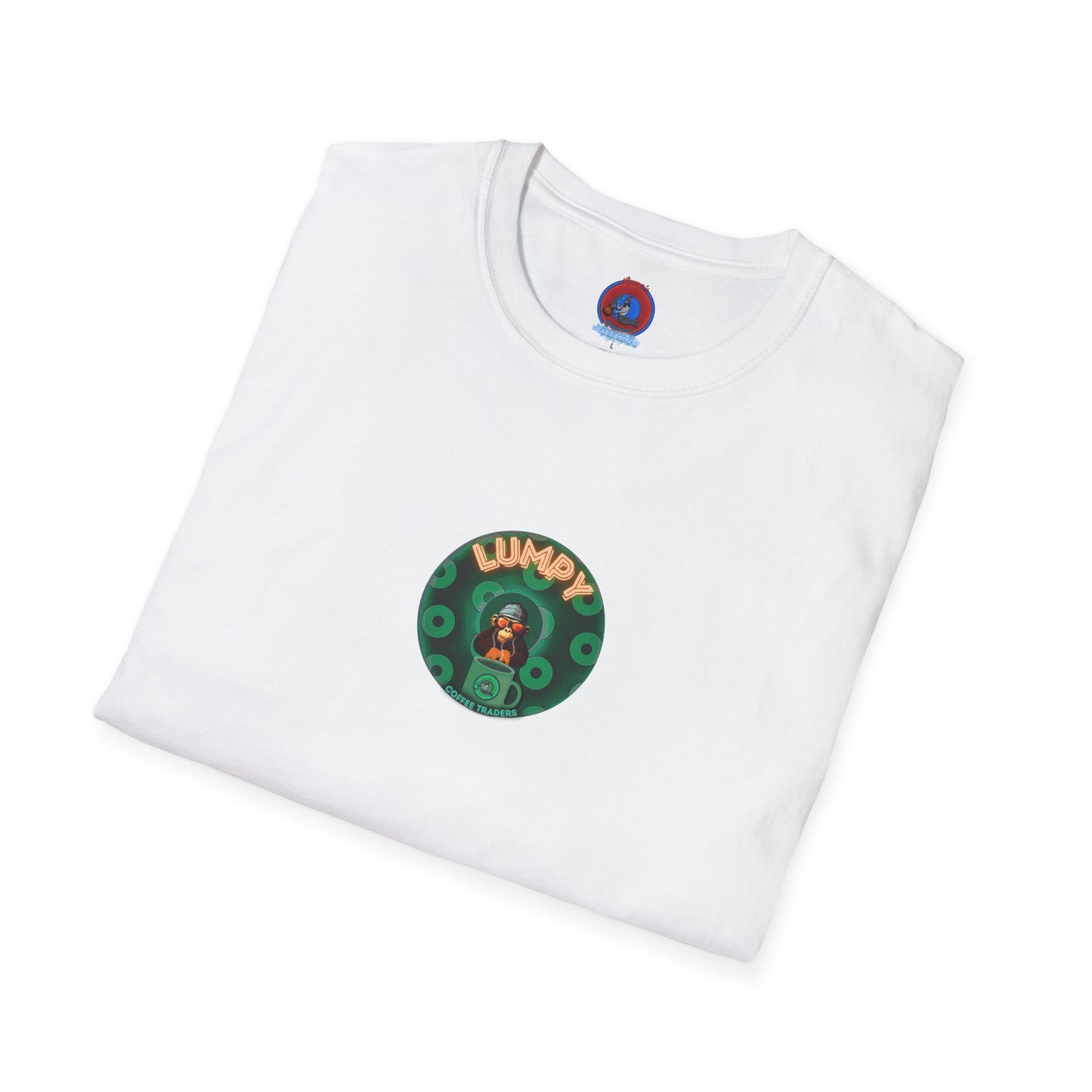 Lumpy Coffee Traders Tee - Unisex Soft-Style - "Taboo, taboot!" - paradoxical donut logo & Taboot print on back - variant 2 - logo front/taboo, taboot back