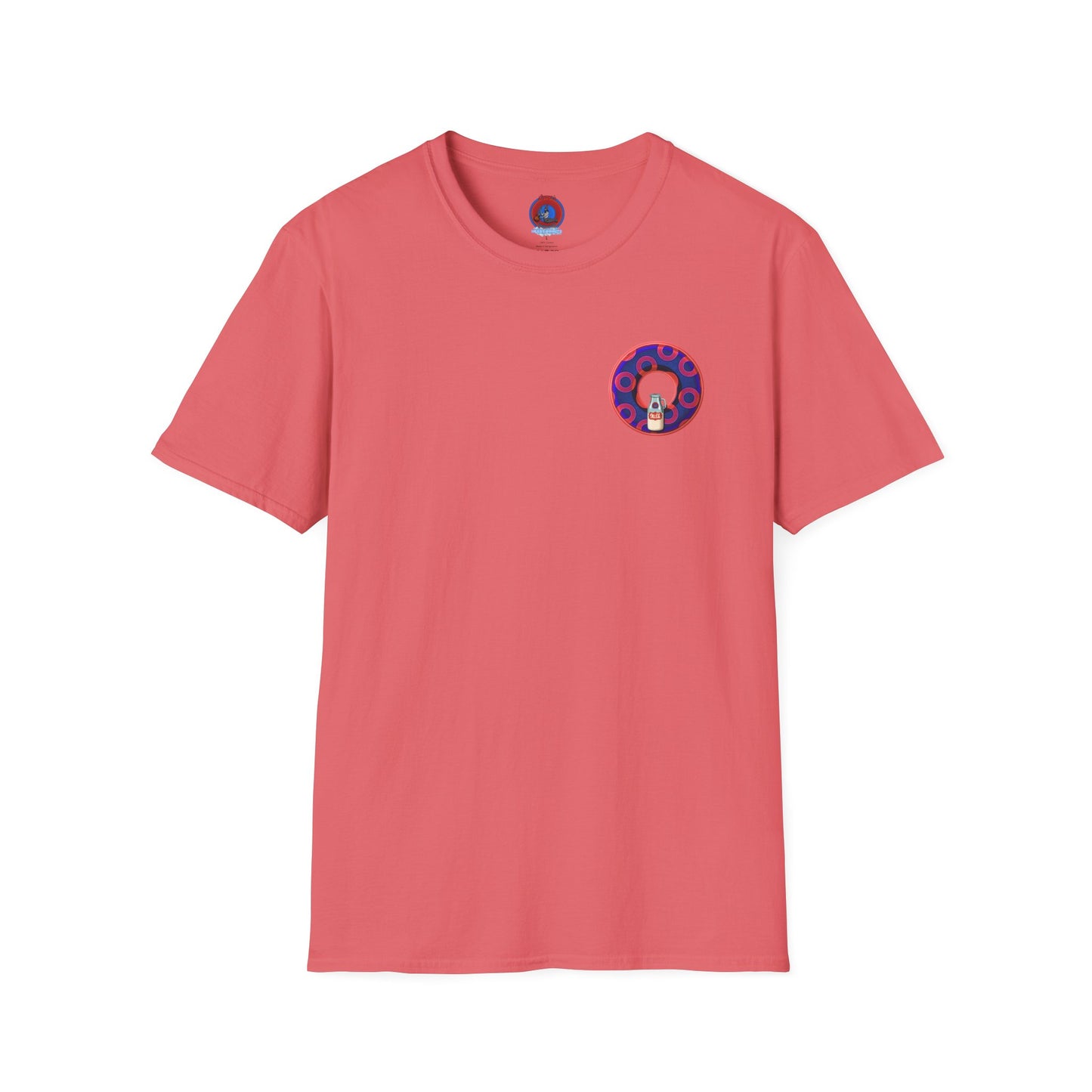 Classic Donut Tee - Unisex Soft-Style - "Wooked Cream - YEMSG Donut " - dark electric blue/red rustic paradox donut - variant 2