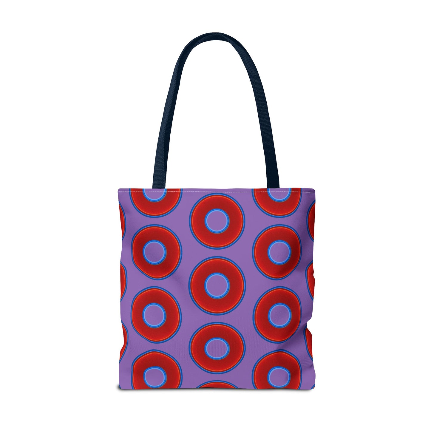 Lumpy Beach/Tote Bag - red vivid donuts w/light purple background