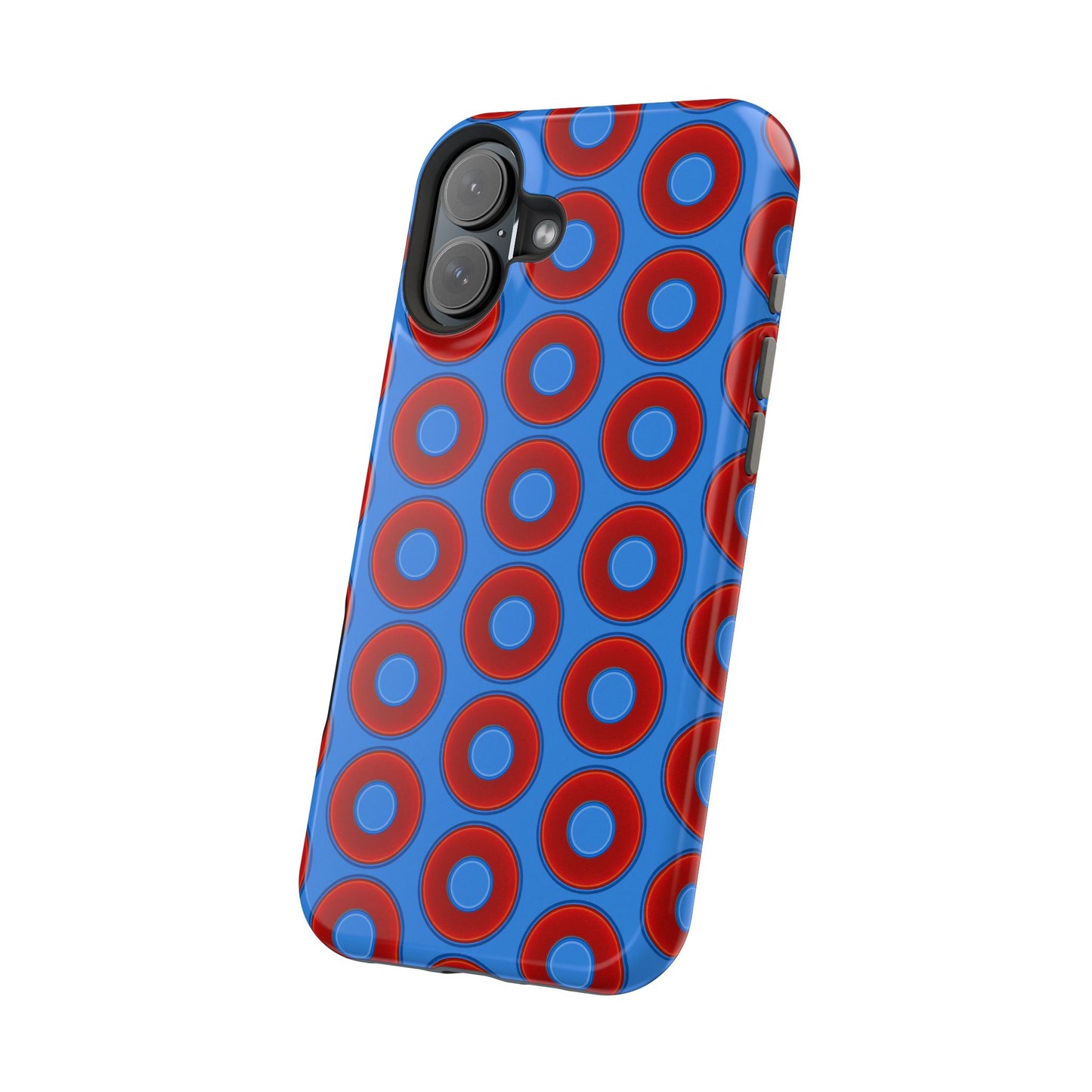 Magnetic Tough Donut Case - red vivid donut print w/light royal blue background