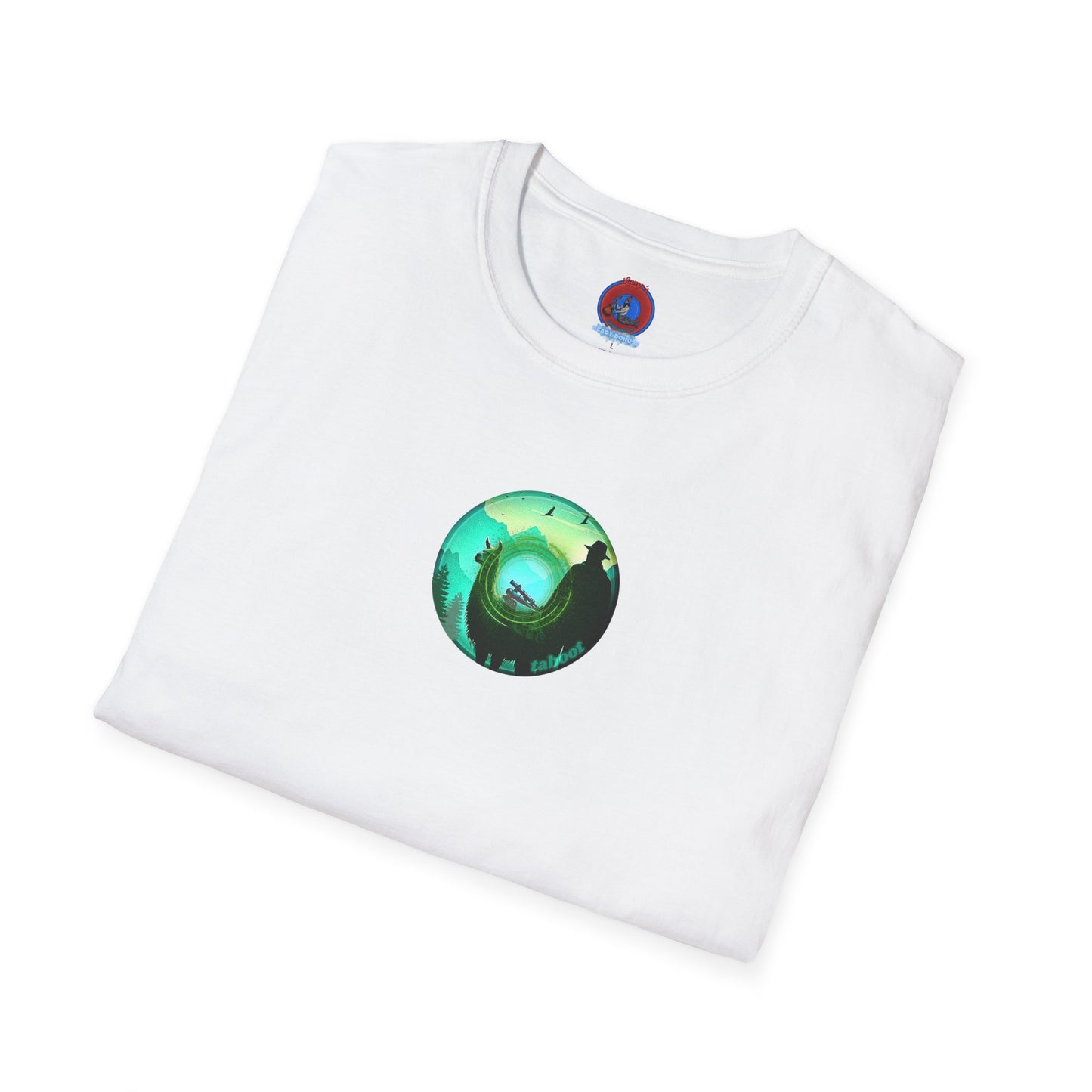 Lumpy Coffee Traders Tee - Unisex Soft-Style - "Taboo, taboot!" - paradoxical logo donut - variant 2 - taboo, taboot front/logo back