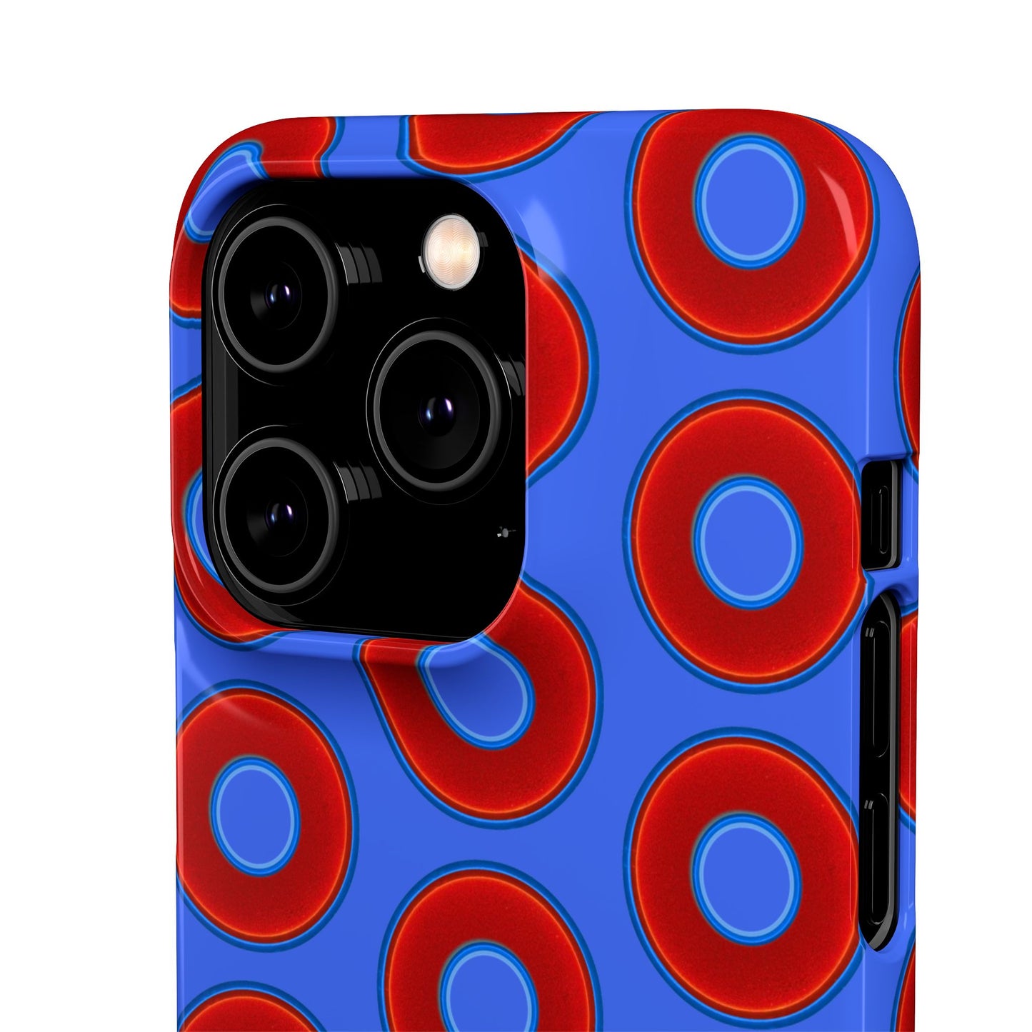 Lumpy Donut Snap Case - red vivid donut print w/royal blue background