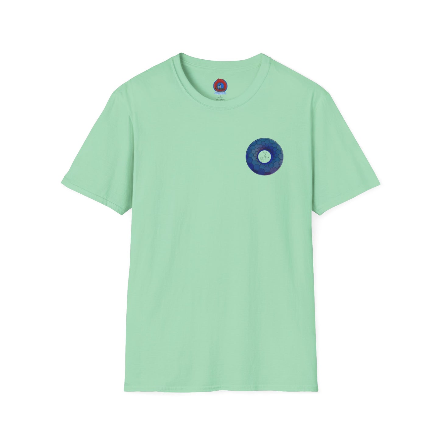 Classic Donut Tee - Unisex Soft-Style - "Dr. Albert Hofmann's Favorite Donut" - series 1.0  - variant 2 - blue hexadonut