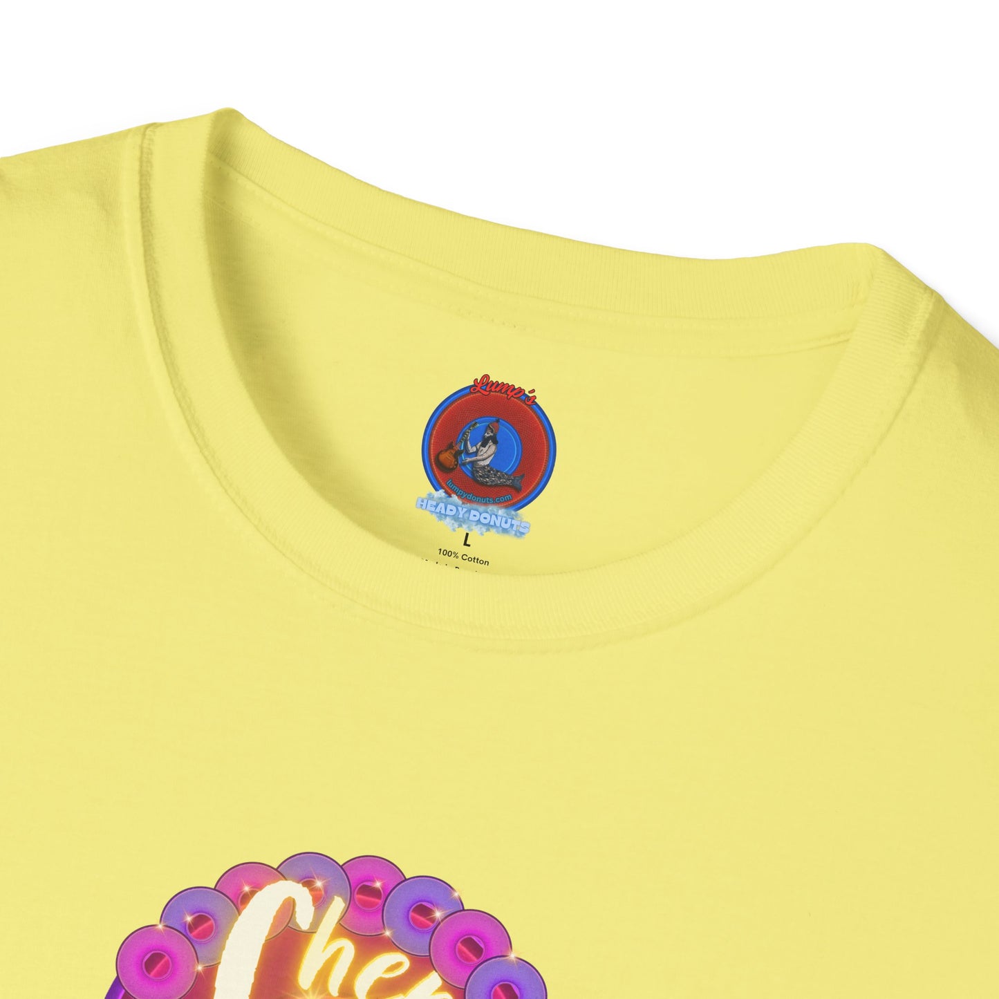 Classic Donut Tee - Unisex Soft-Style - "Chering is Caring Donut' - vivid magenta/purple donut