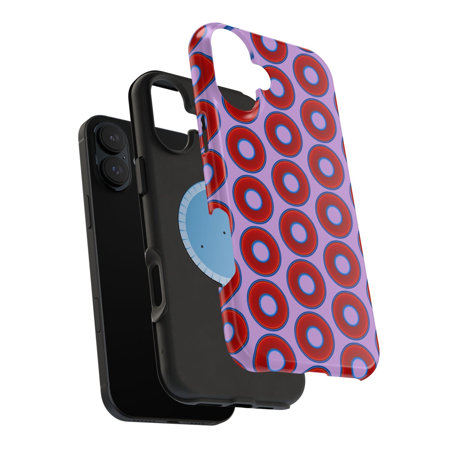 Magnetic Tough Donut Case - red vivid donut print w/wisteria purple background