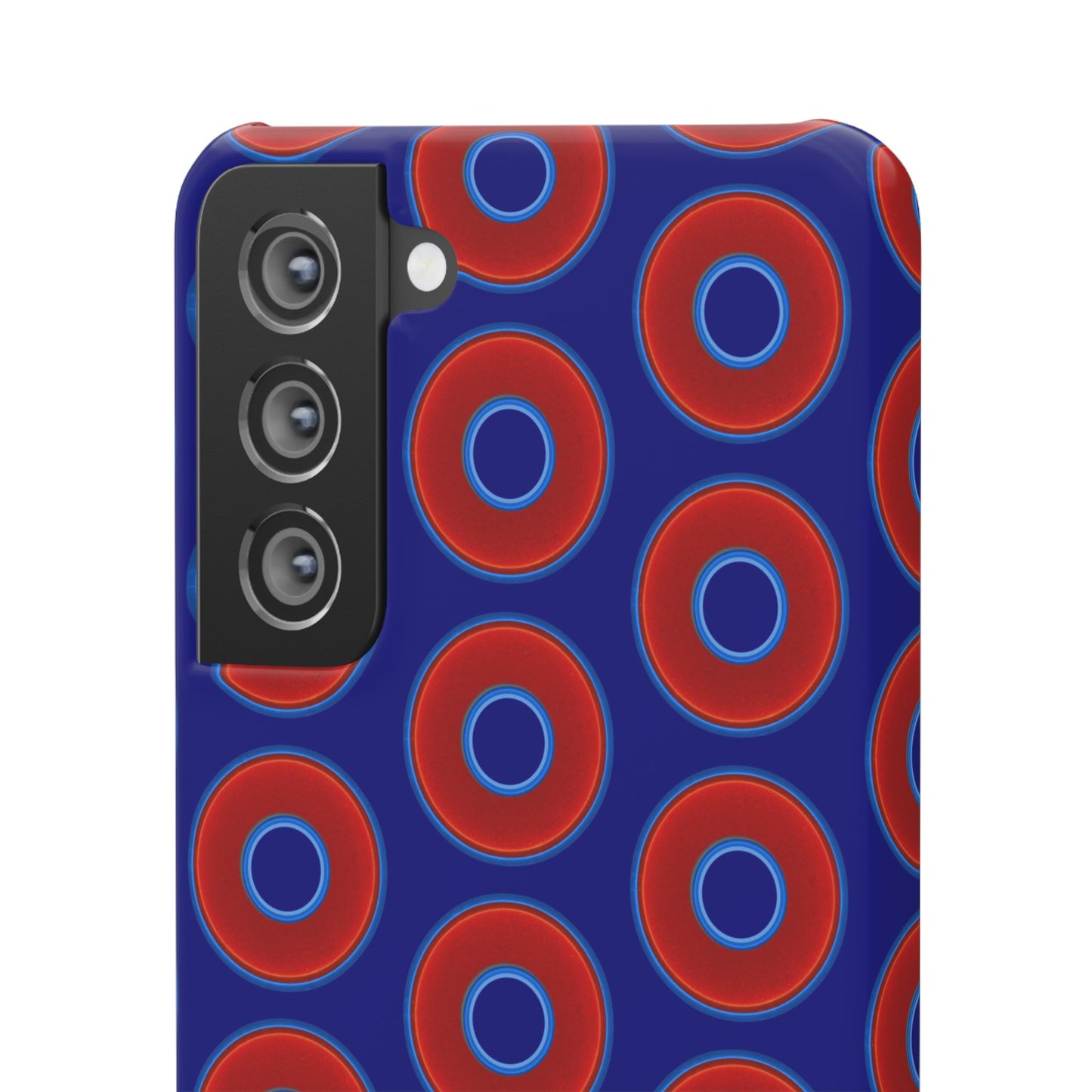 Lumpy Donut Snap Case - red vivid donut print w/vivid navy blue background