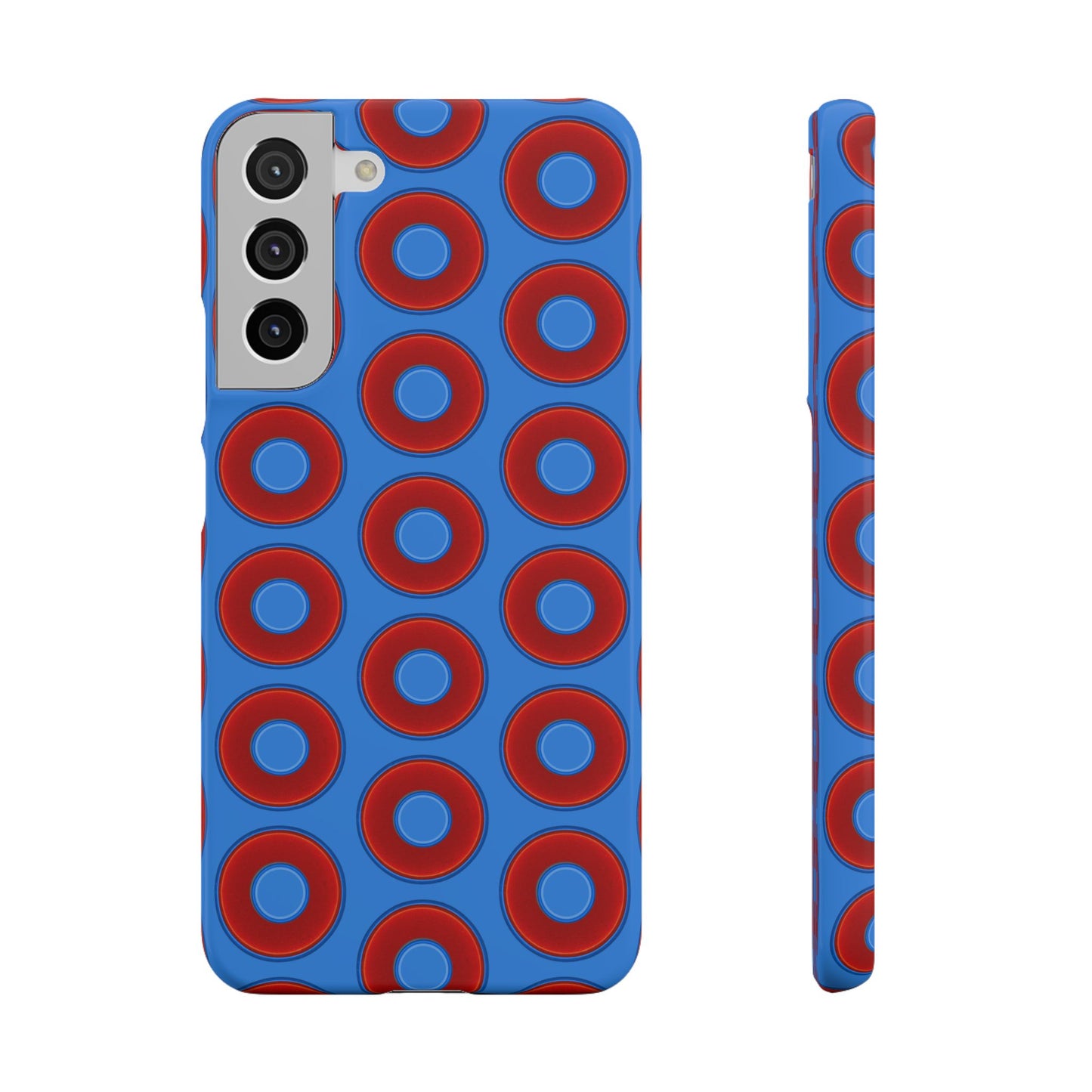 Lumpy Donut Snap Case - red vivid donut print w/light royal blue background