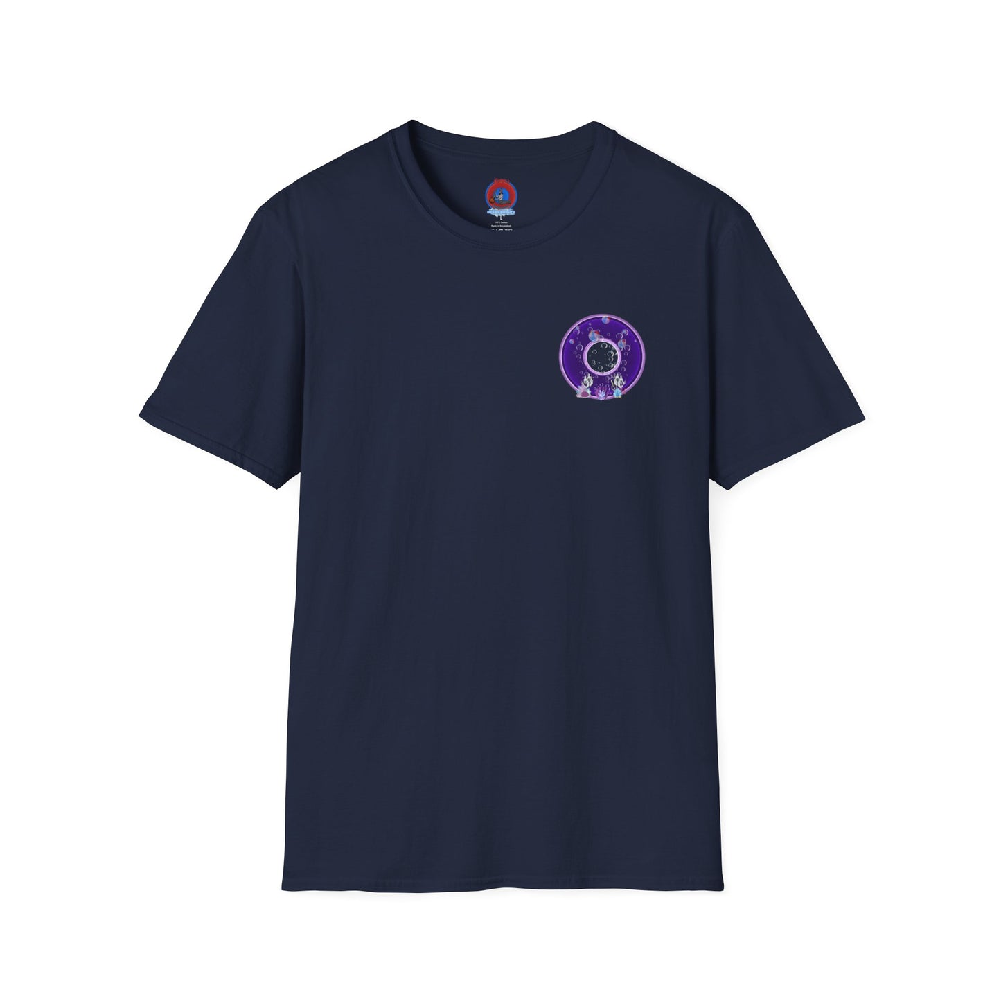 Classic Donut Tee - Unisex Soft-Style - "Sure That Sirens Made This Donut For Me" - vivid dark purple/light purple donut