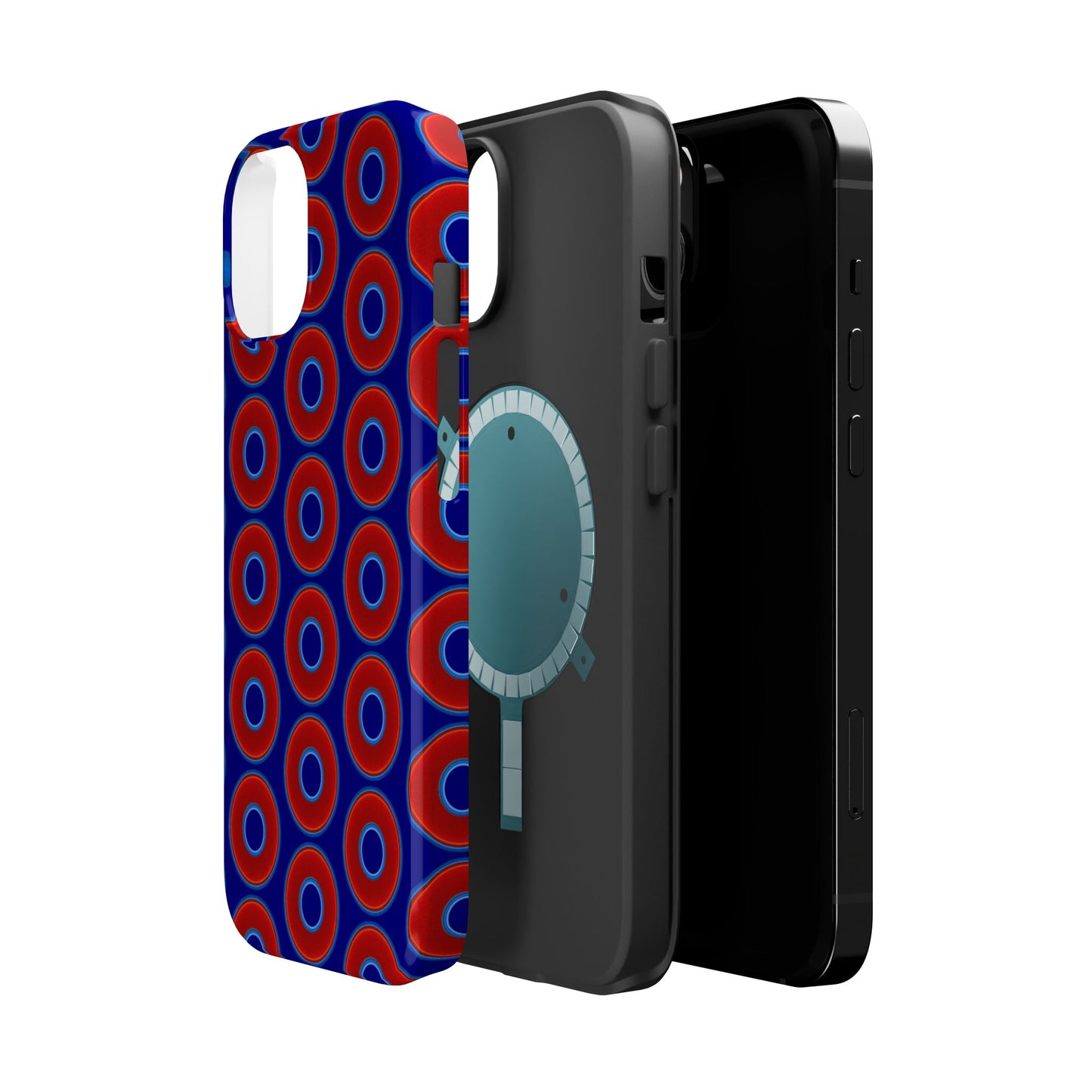 Magnetic Tough Donut Case - red vivid donut print w/vivid navy blue background