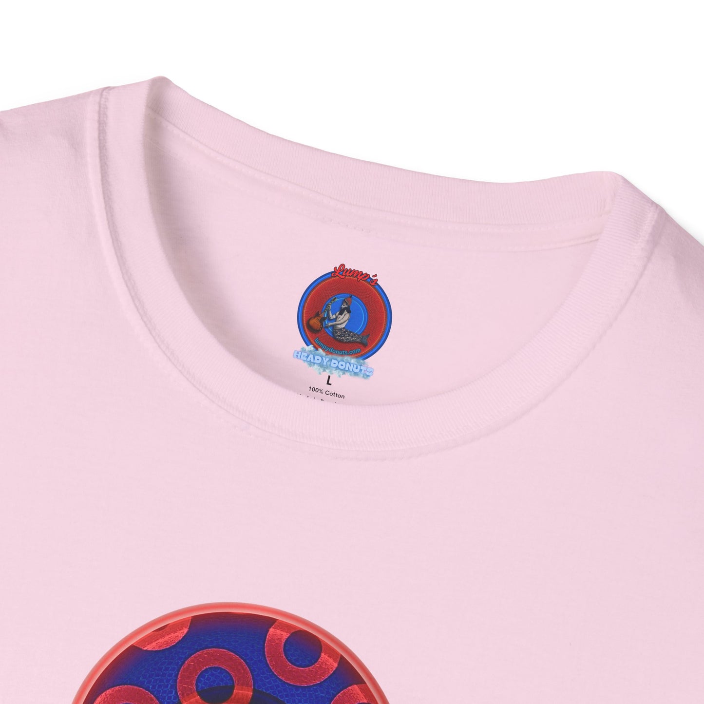 Classic Donut Tee - Unisex Soft-Style - "Kaleidoscope Abyss of Donut" - paradoxical print - variant 2 - series 1.0 - donut vortex - red/blue