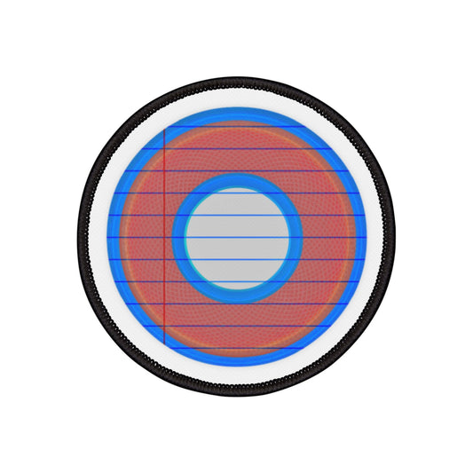 Iron-On Donut Patch - "Tasty Donut Patch" - rustic red/blue pic donut - variant 2