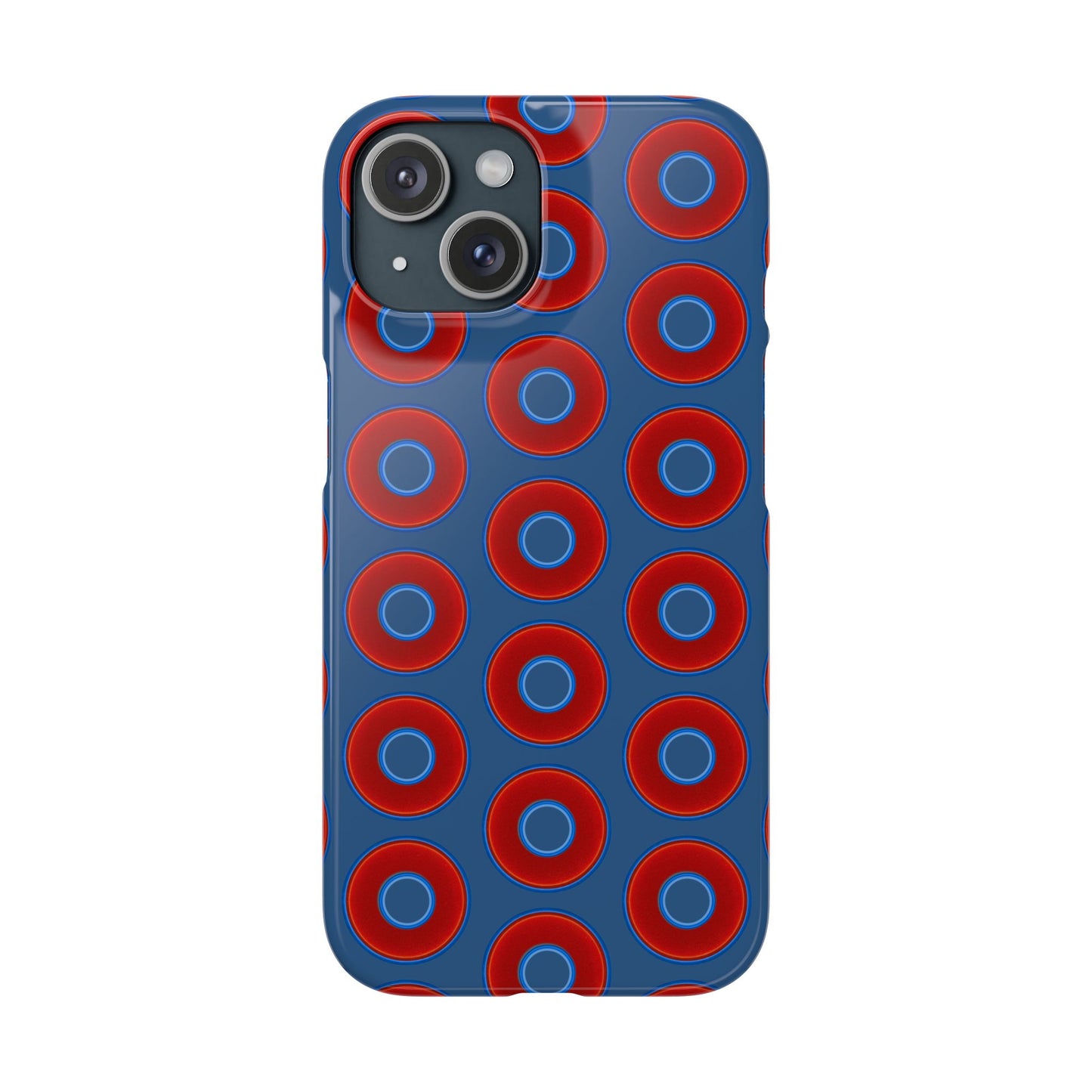 Lumpy Donut Snap Case - red vivid donut print w/light navy blue background