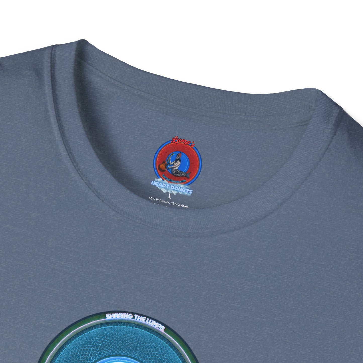 Classic Donut Tee - Unisex Soft-Style - "Lumpy Collective Donut" - aquamarine blue/green lumpy donut - variant 3