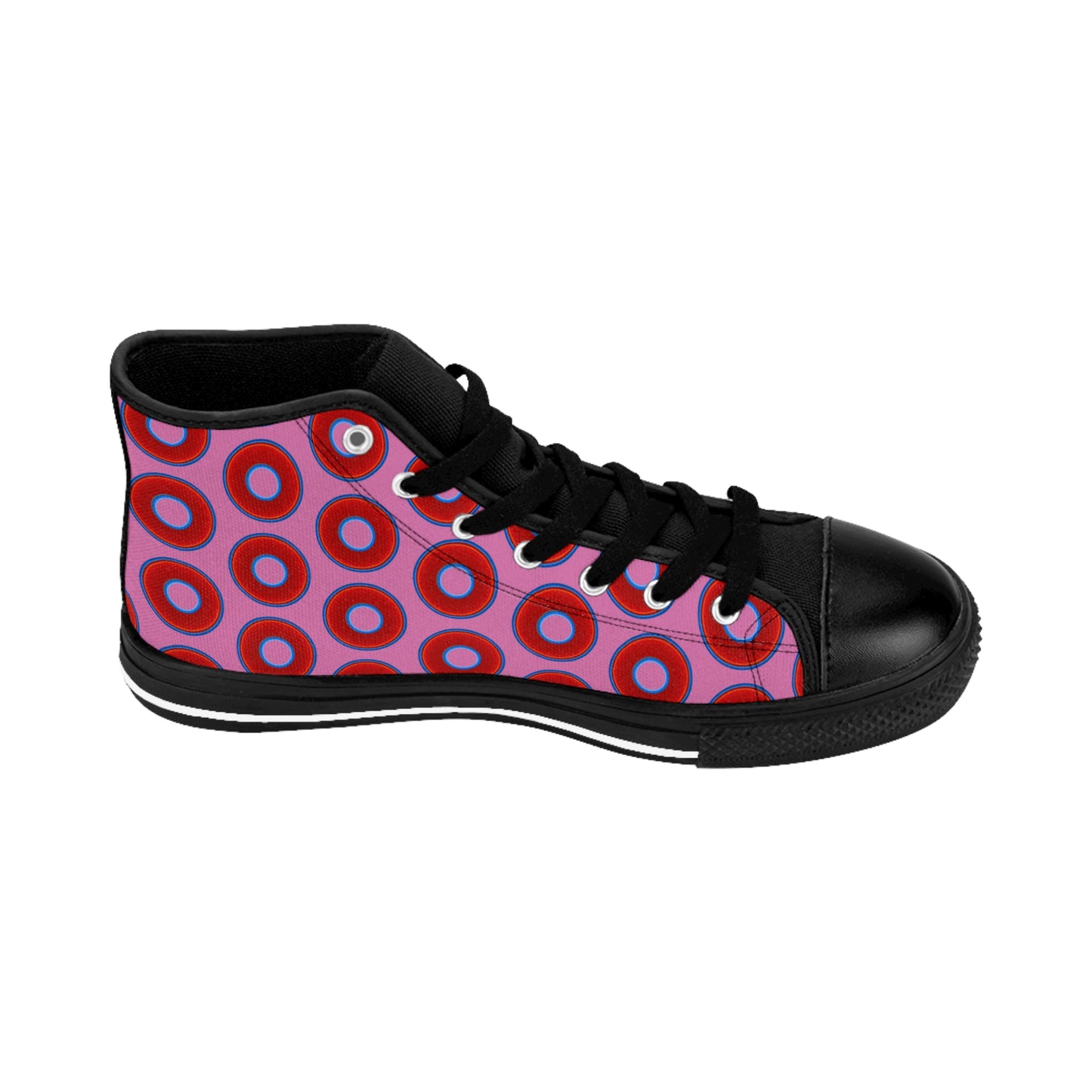 Men's Cushiony Convectors - High Tops - red vivid donuts w/pink background