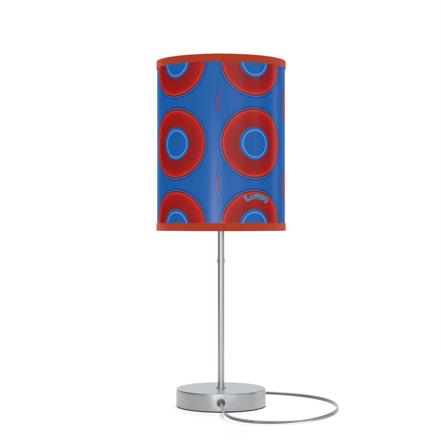Lumpy Accent Lamps - red vivid donuts w/dark royal blue background