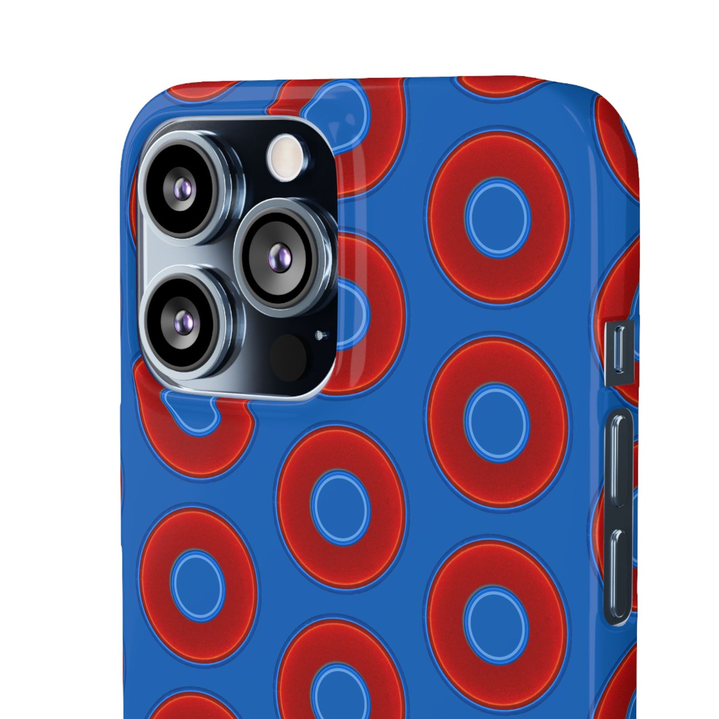 Lumpy Donut Snap Case - red vivid donut print w/dark royal background