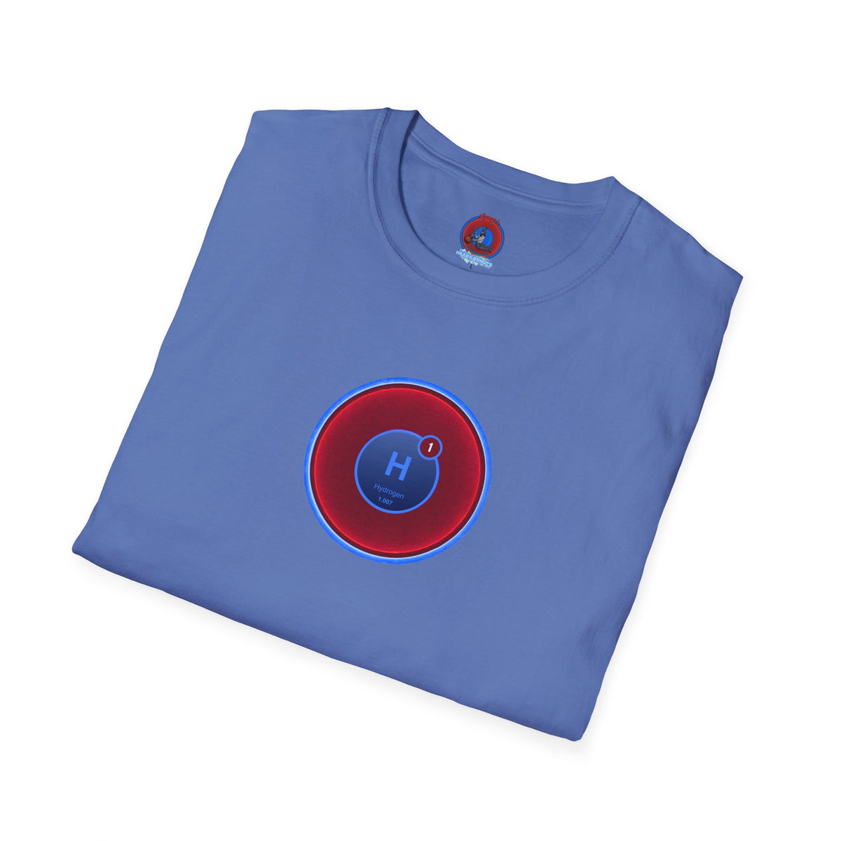 Classic Donut Tee - Unisex Soft-Style - "I am 10% Hydrogen Tee" - vivid red/light blue donut