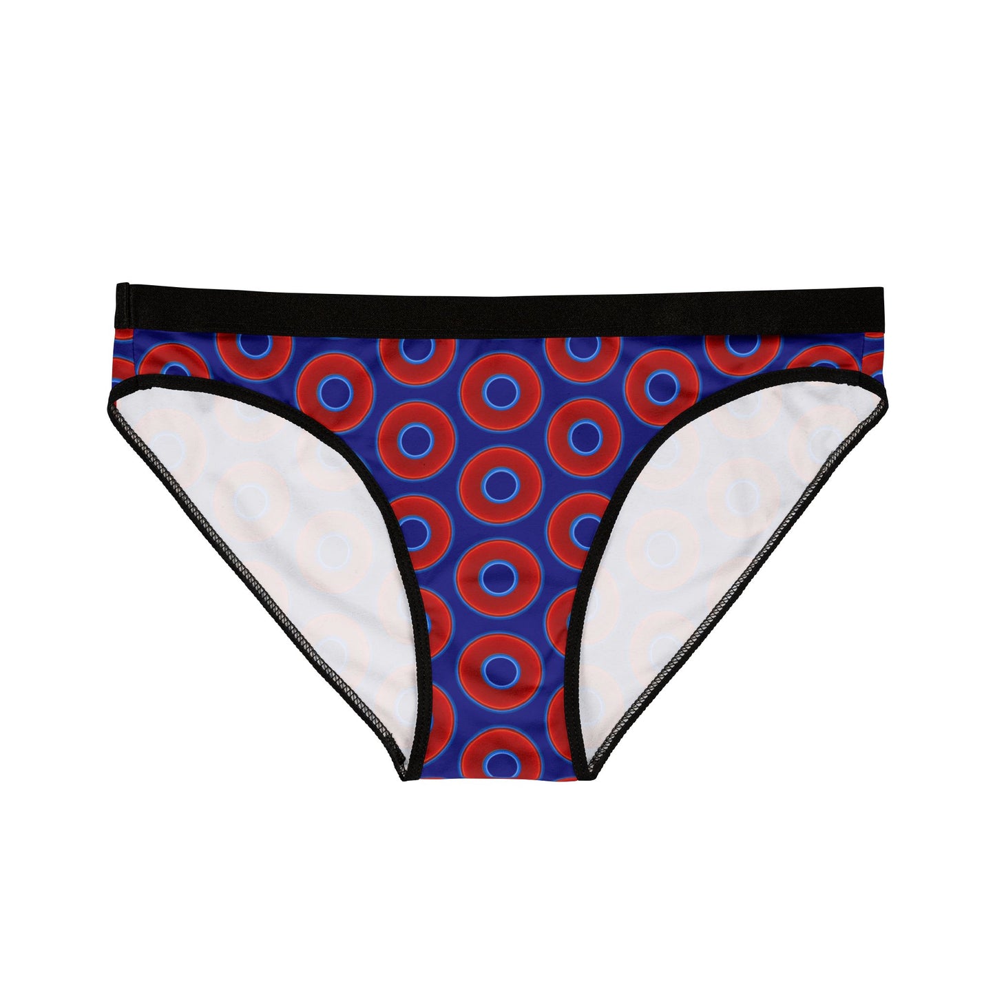 Lumpy Donut Underwear - vivid red donut print w/vivid navy blue background