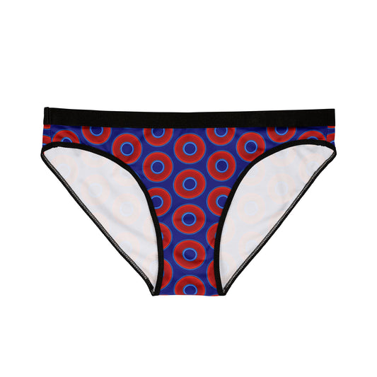 Lumpy Donut Underwear - vivid red donut print w/vivid navy blue background