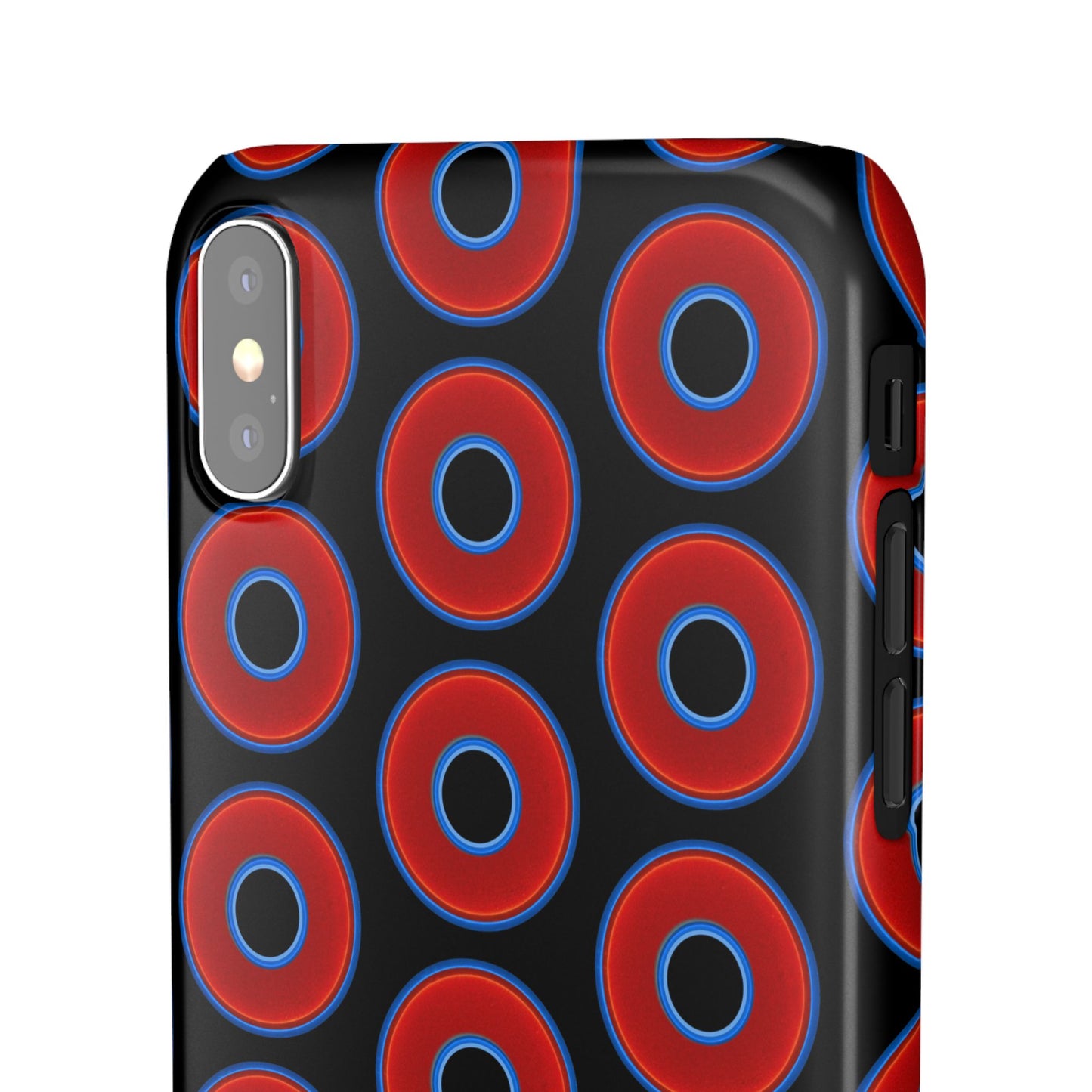 Lumpy Donut Snap Case - red vivid donut print w/black background