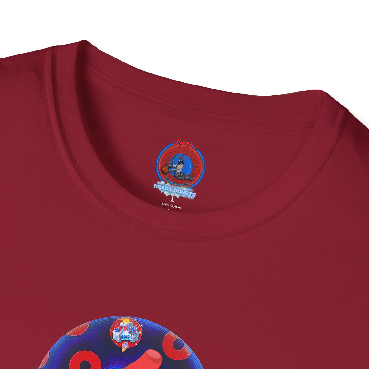 Classic Donut Tee - Unisex Soft-Style - "Blow this Popsicle Stand" - blue/red paradox bomb pop donut - variant 2