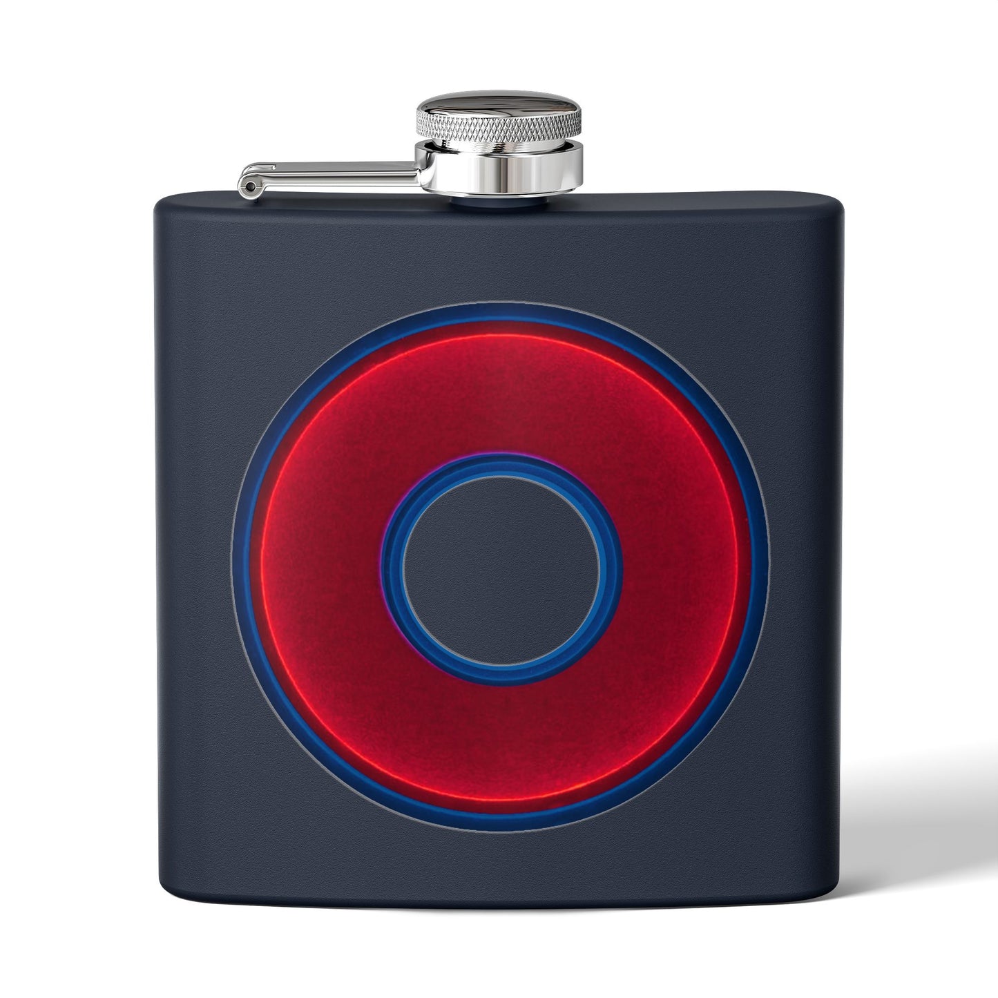 Lump's Donut Flask 6 oz - Vivid red/dark blue donut - [*w/your choice of 8 backgrounds]