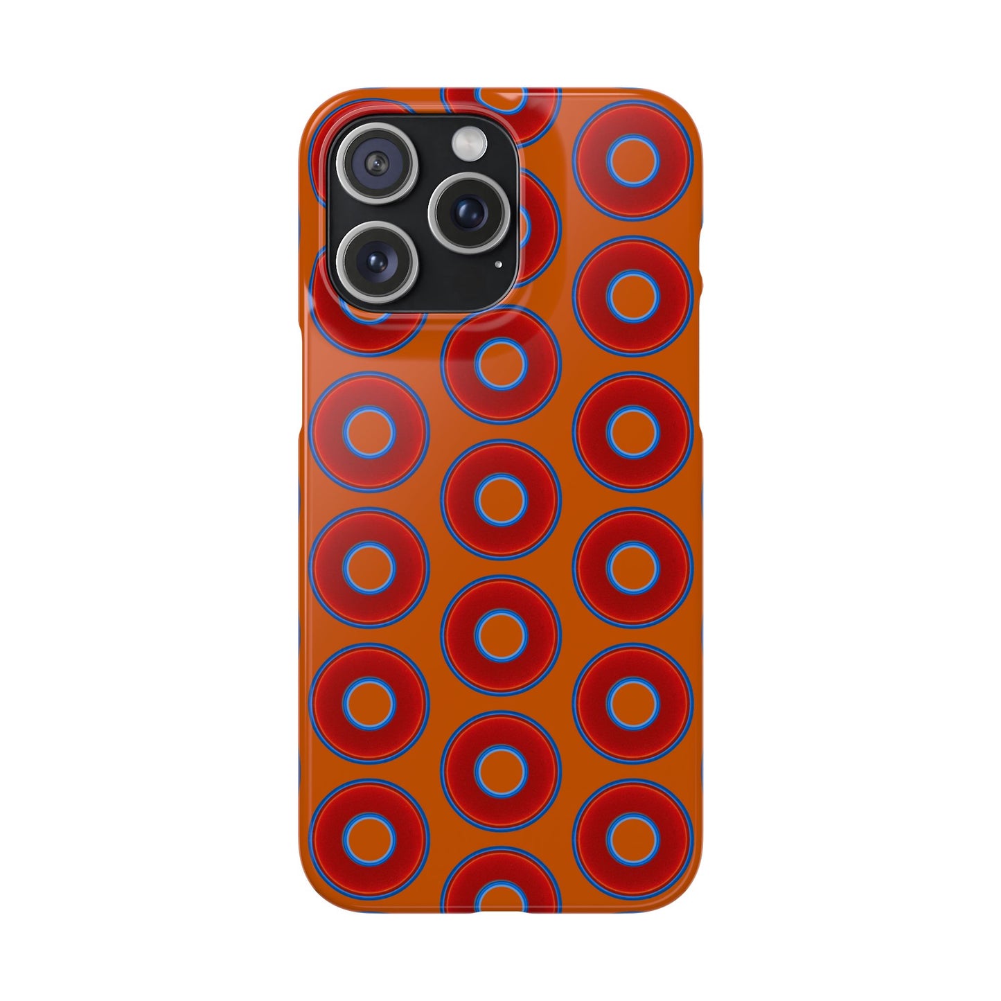 Lumpy Donut Snap Case - red vivid donut print w/dark orange background
