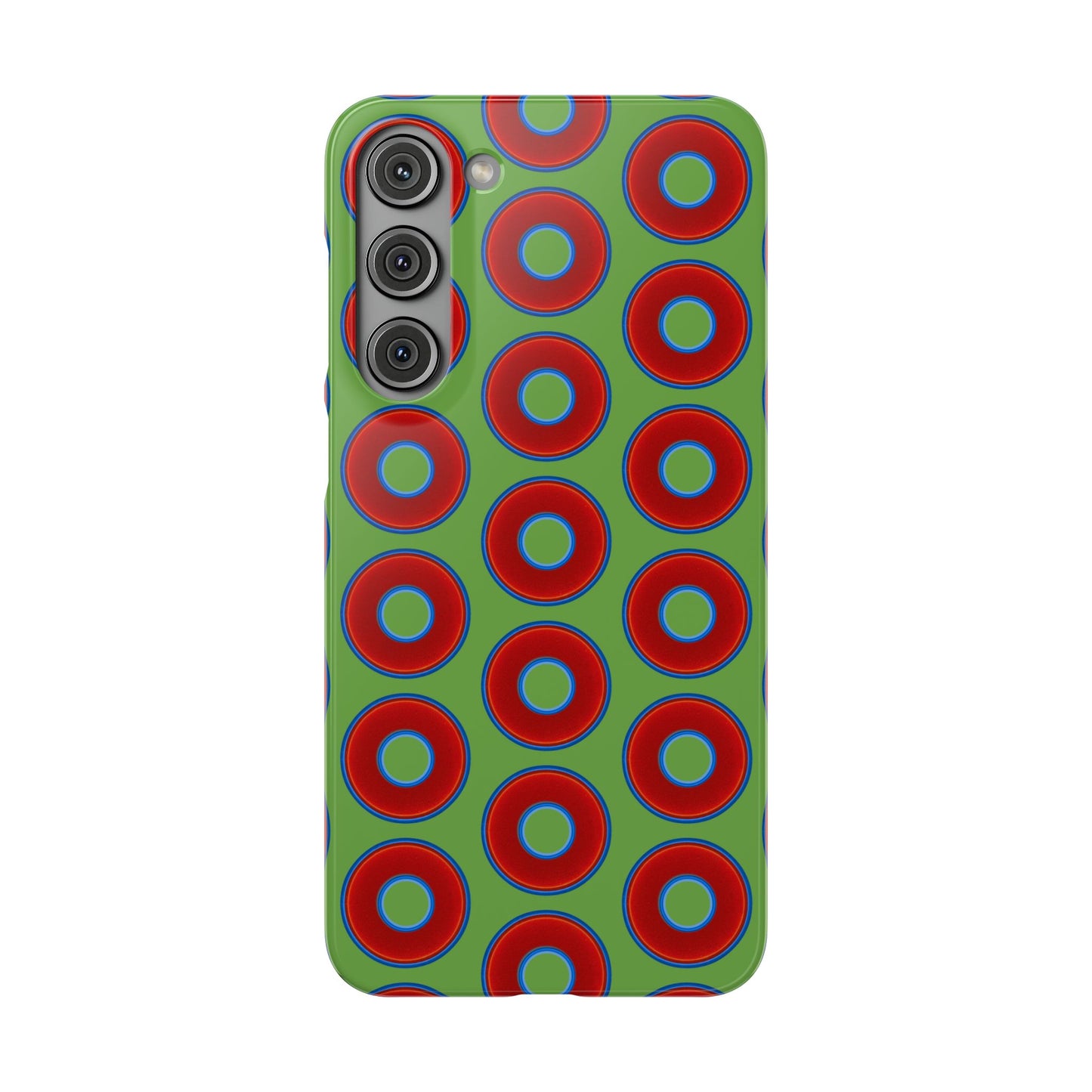 <Lumpy Donut Snap Case - red vivid donut print w/light green background