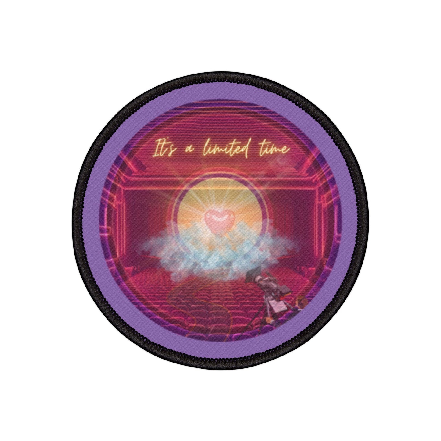 Iron-On Donut Patch - "The Donut Patch of Life" - vivid purple/magenta pic donut - variant 2