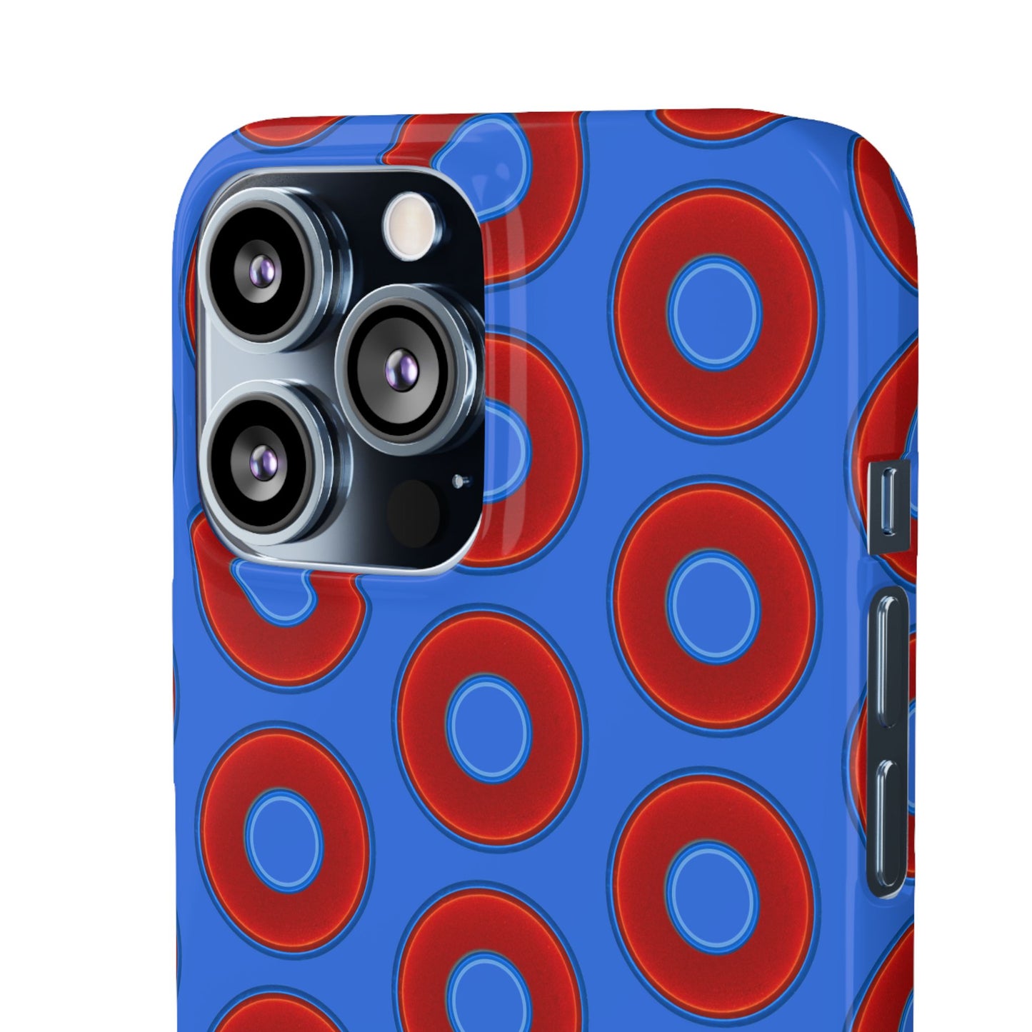 Lumpy Donut Snap Case - red vivid donut print w/medium royal blue background